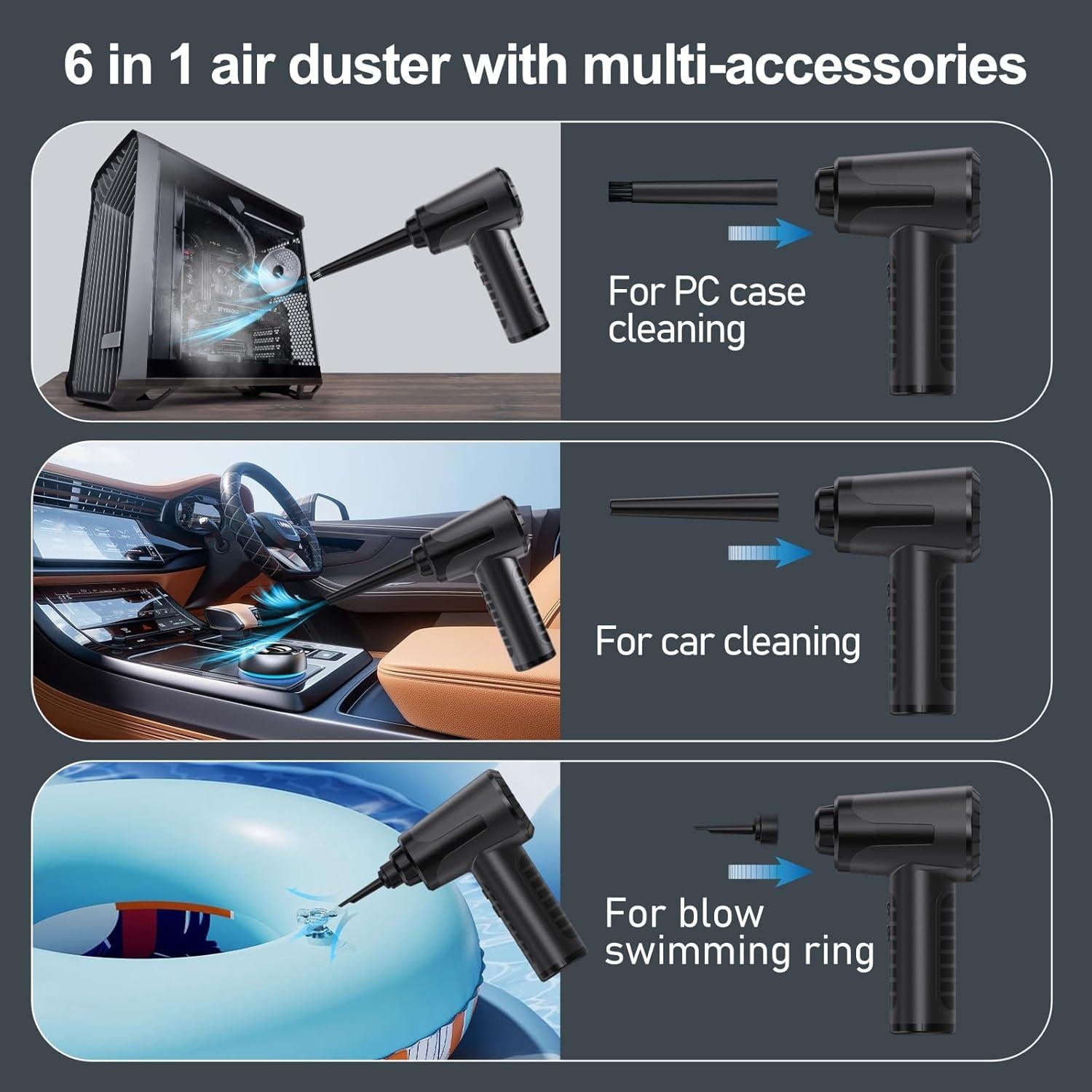 Soplador de Aire Comprimido Eléctrico OGMAPLE AD37-BL 4500mAh