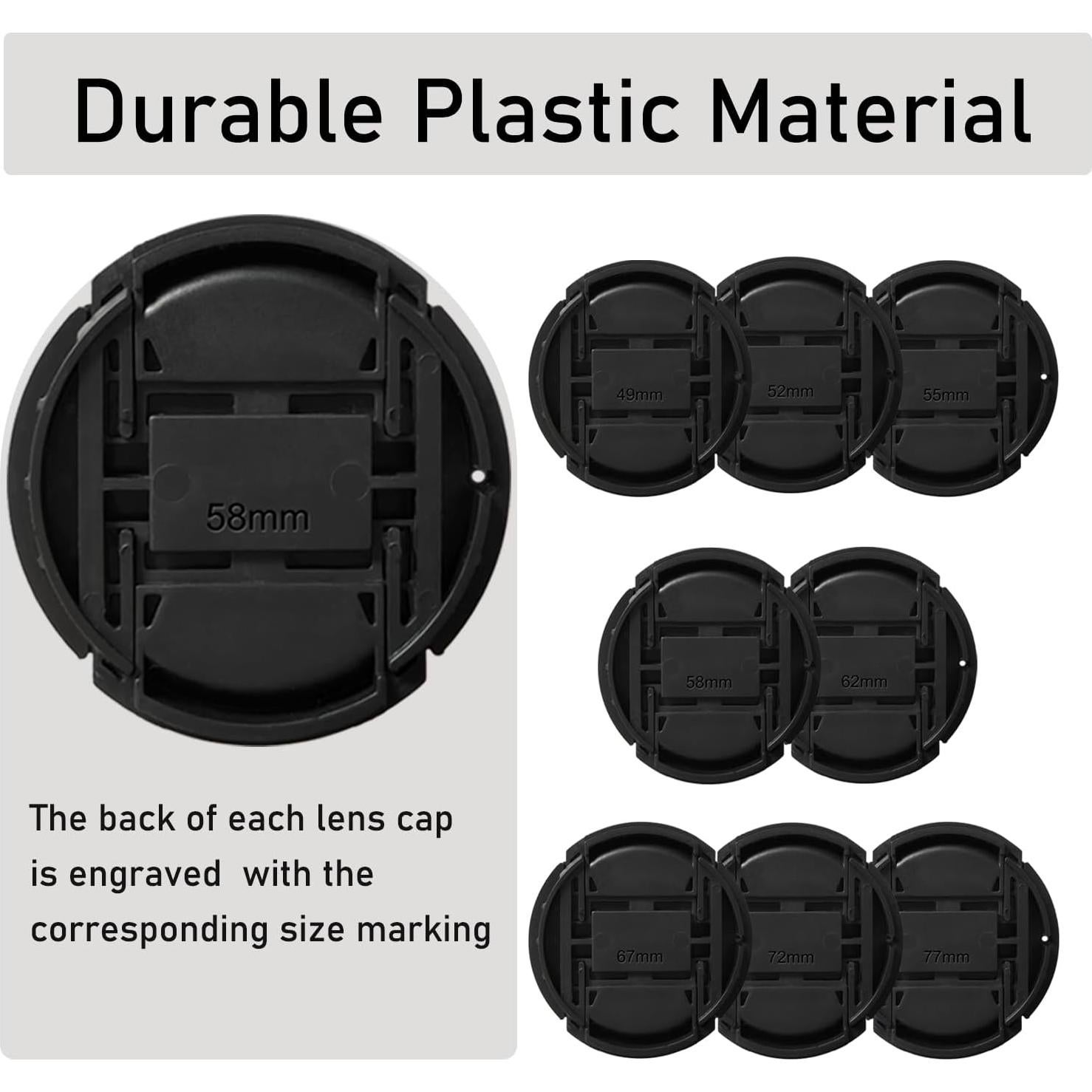 Paquete de 2 tapas de lente 49mm con cuerdas para Canon y Sony