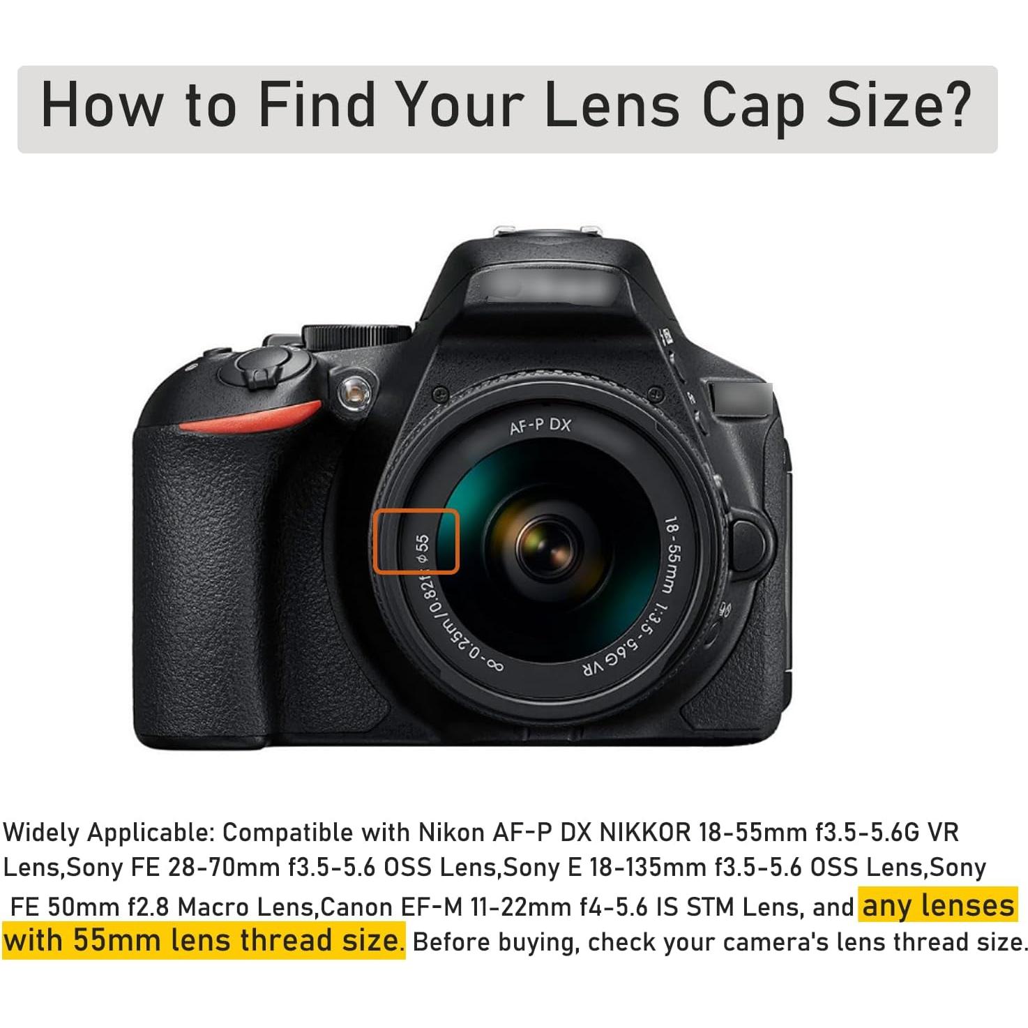 Paquete de 2 tapas de lente 49mm con cuerdas para Canon y Sony