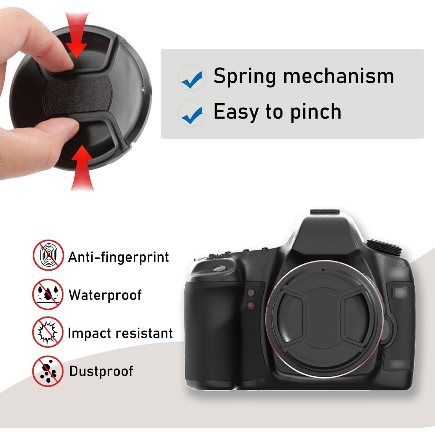 Paquete de 2 tapas de lente 49mm con cuerdas para Canon y Sony