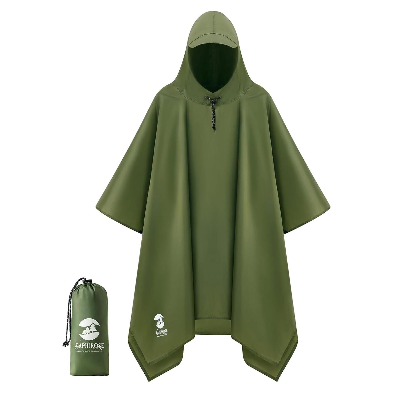 Poncho de Lluvia Impermeable SaphiRose Verde Ejército Talla Única