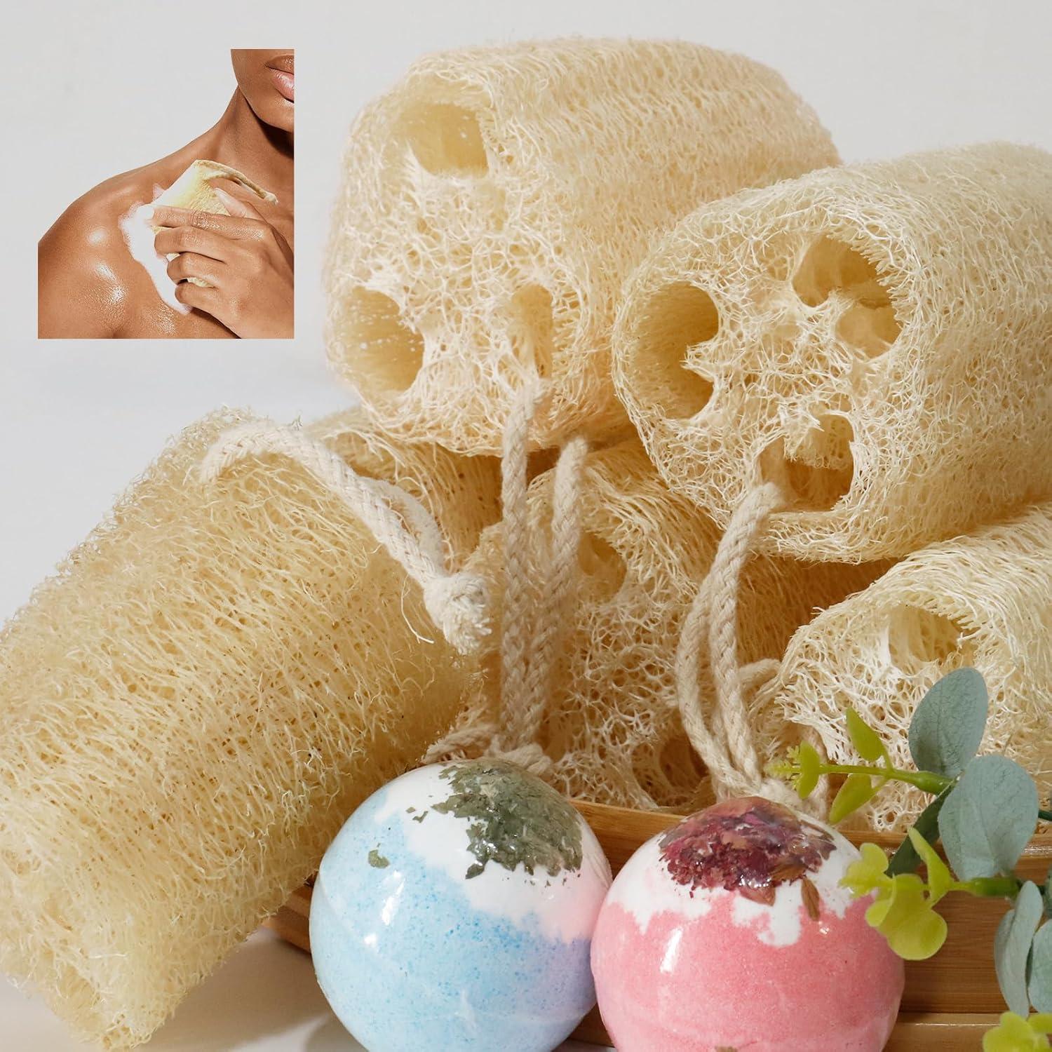 Esponjas de Lufa Natural FRTIM - Paquete de 6 Exfoliantes