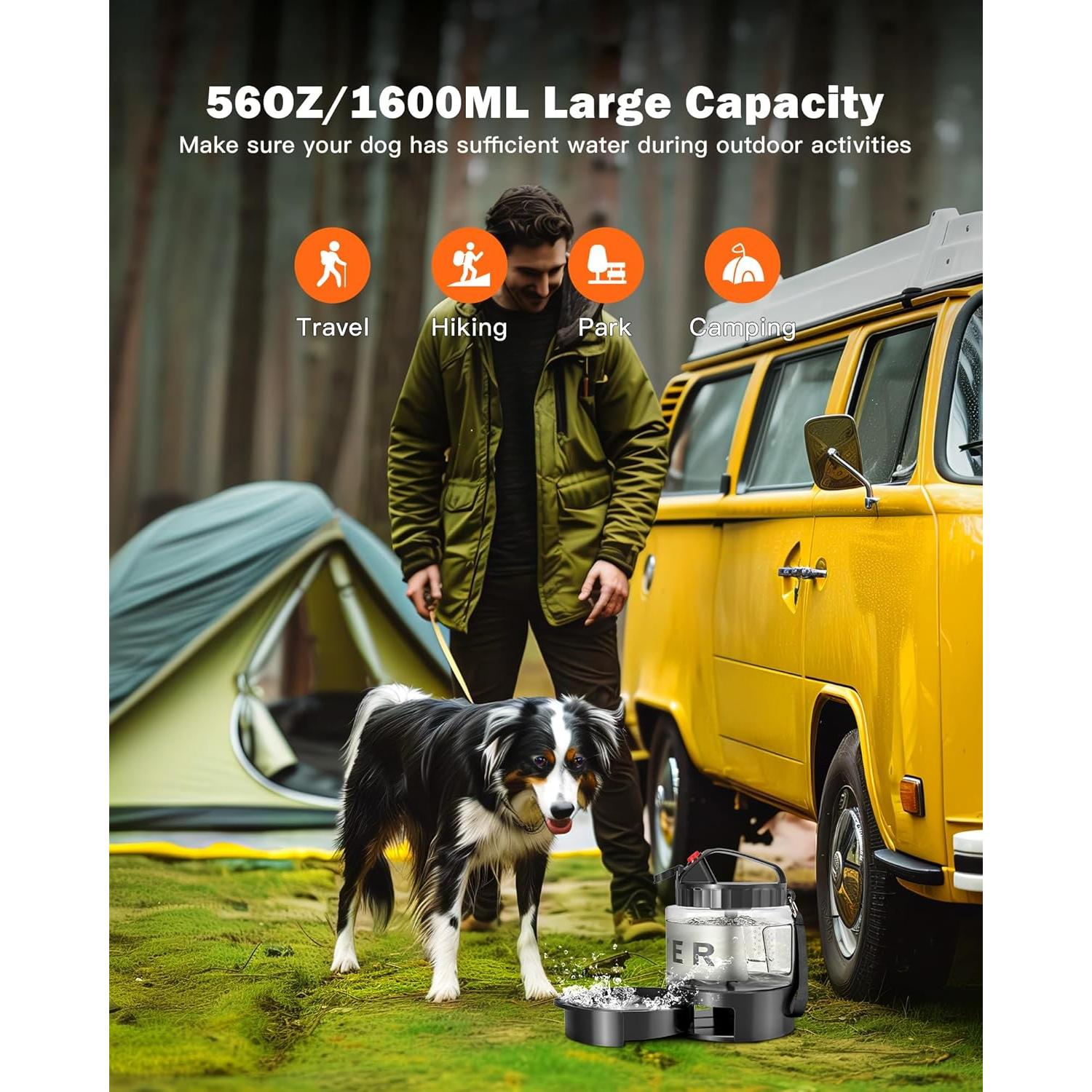 Botella de Agua para Perros SwSun 56oz Portátil a Prueba de Fugas