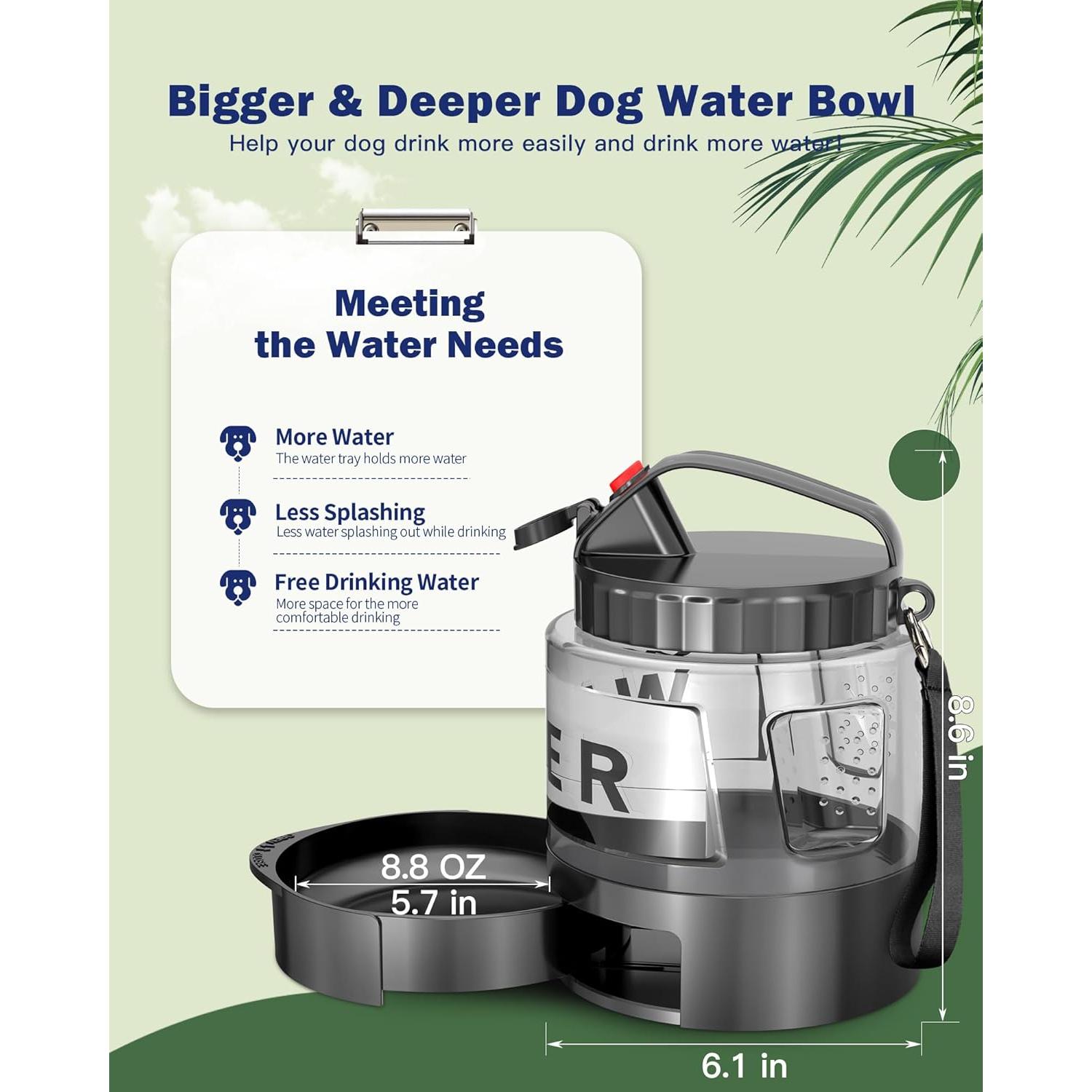 Botella de Agua para Perros SwSun 56oz Portátil a Prueba de Fugas