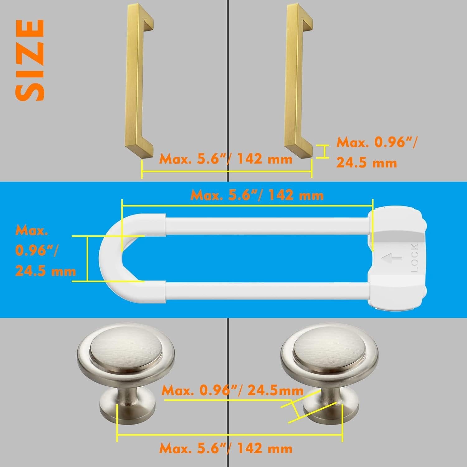 Candados de Seguridad para Gabinetes LRANFOW - Paquete de 3 Blancos