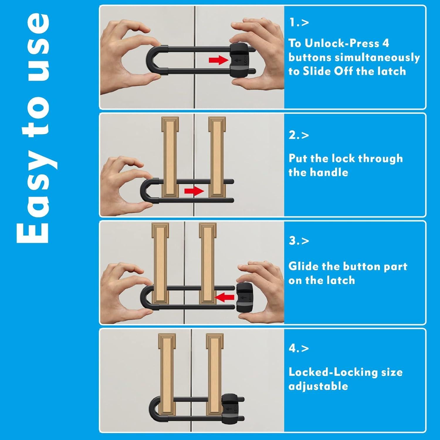 Candados de Seguridad para Gabinetes LRANFOW - Paquete de 3 Blancos