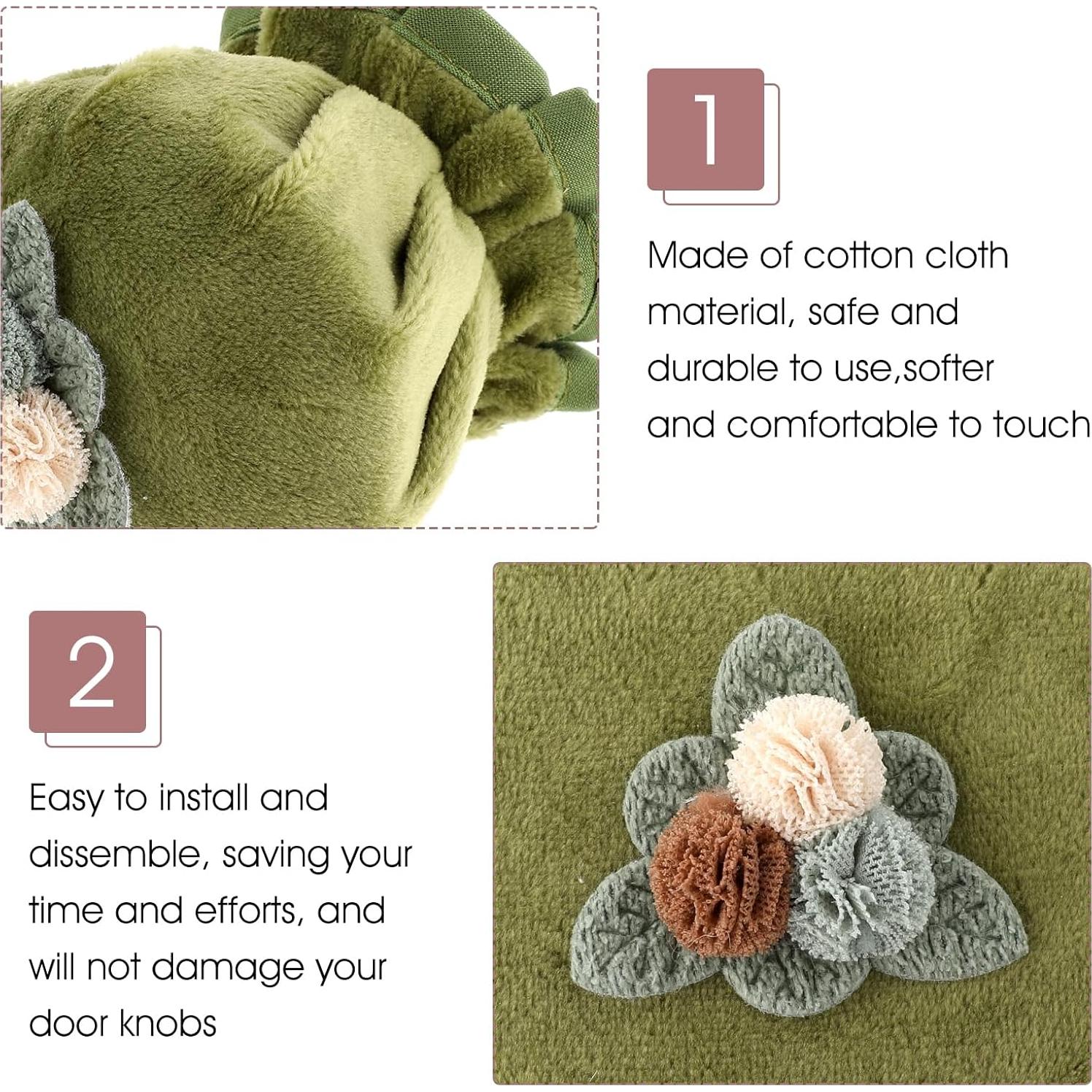 Cubiertas de Pomo de Puerta TIESOME 2 Pcs Flor Verde Lavables