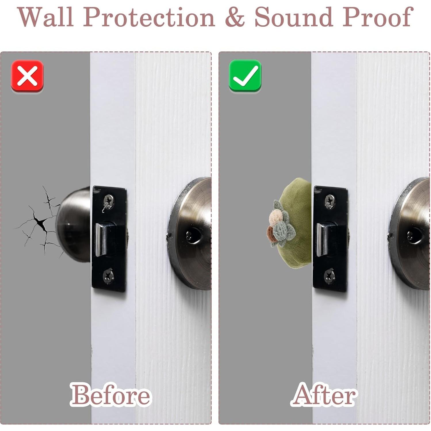 Cubiertas de Pomo de Puerta TIESOME 2 Pcs Flor Verde Lavables