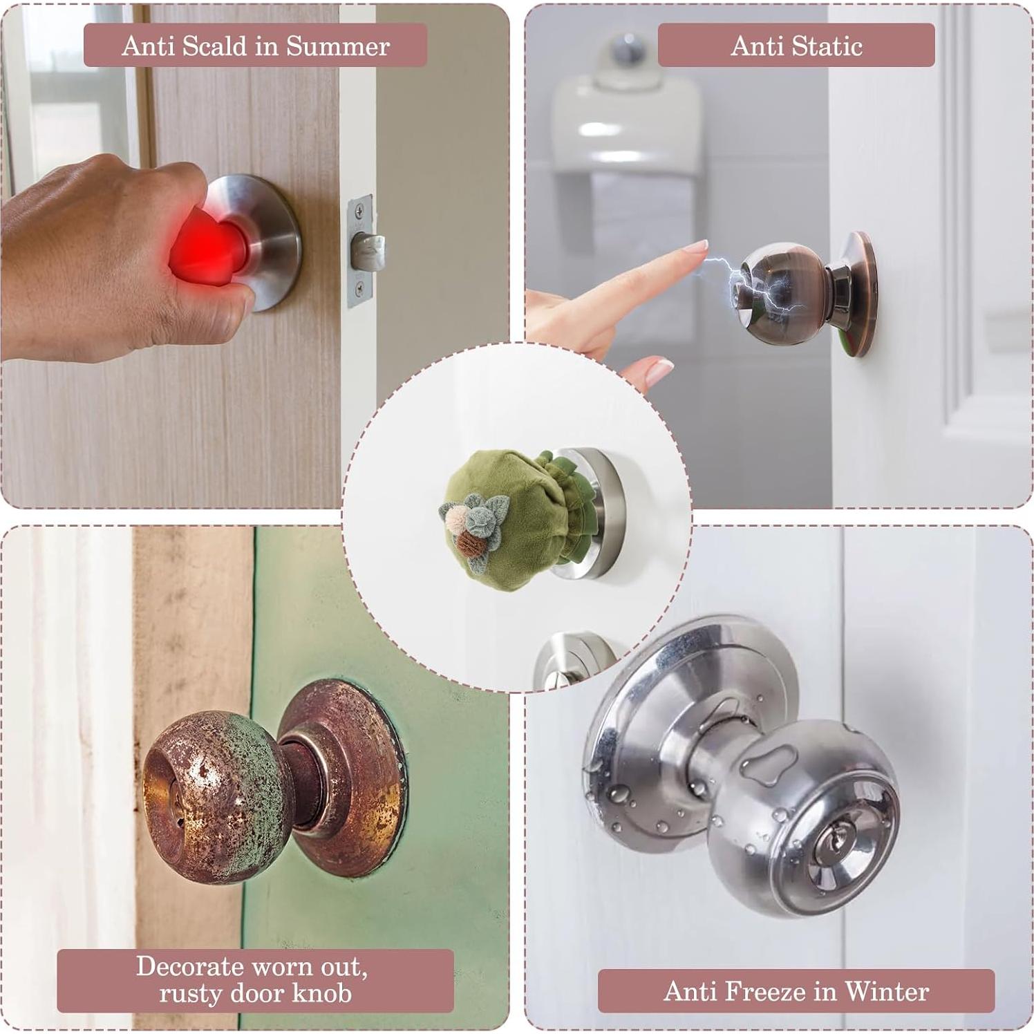 Cubiertas de Pomo de Puerta TIESOME 2 Pcs Flor Verde Lavables