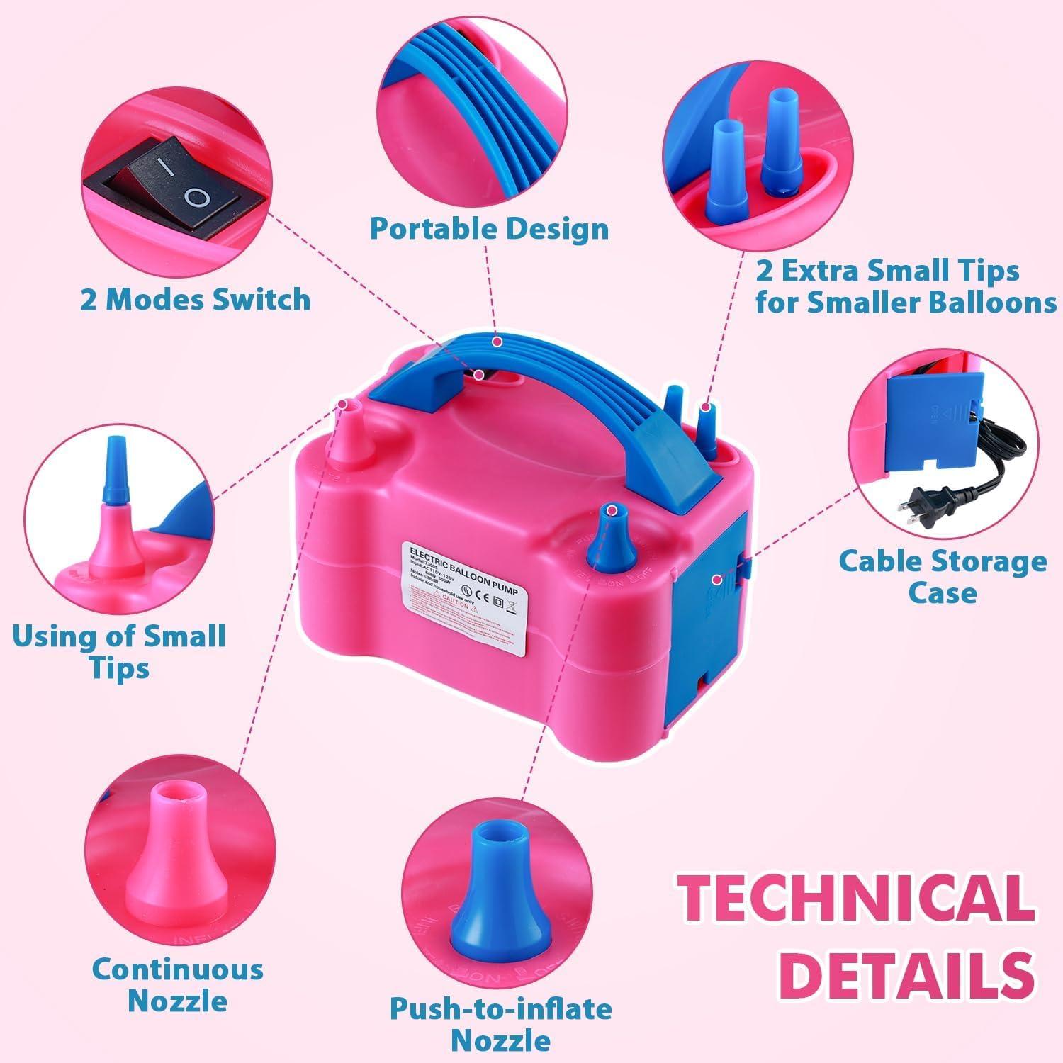 Bomba de globo eléctrica Party Zealot con 135 clips y boquillas