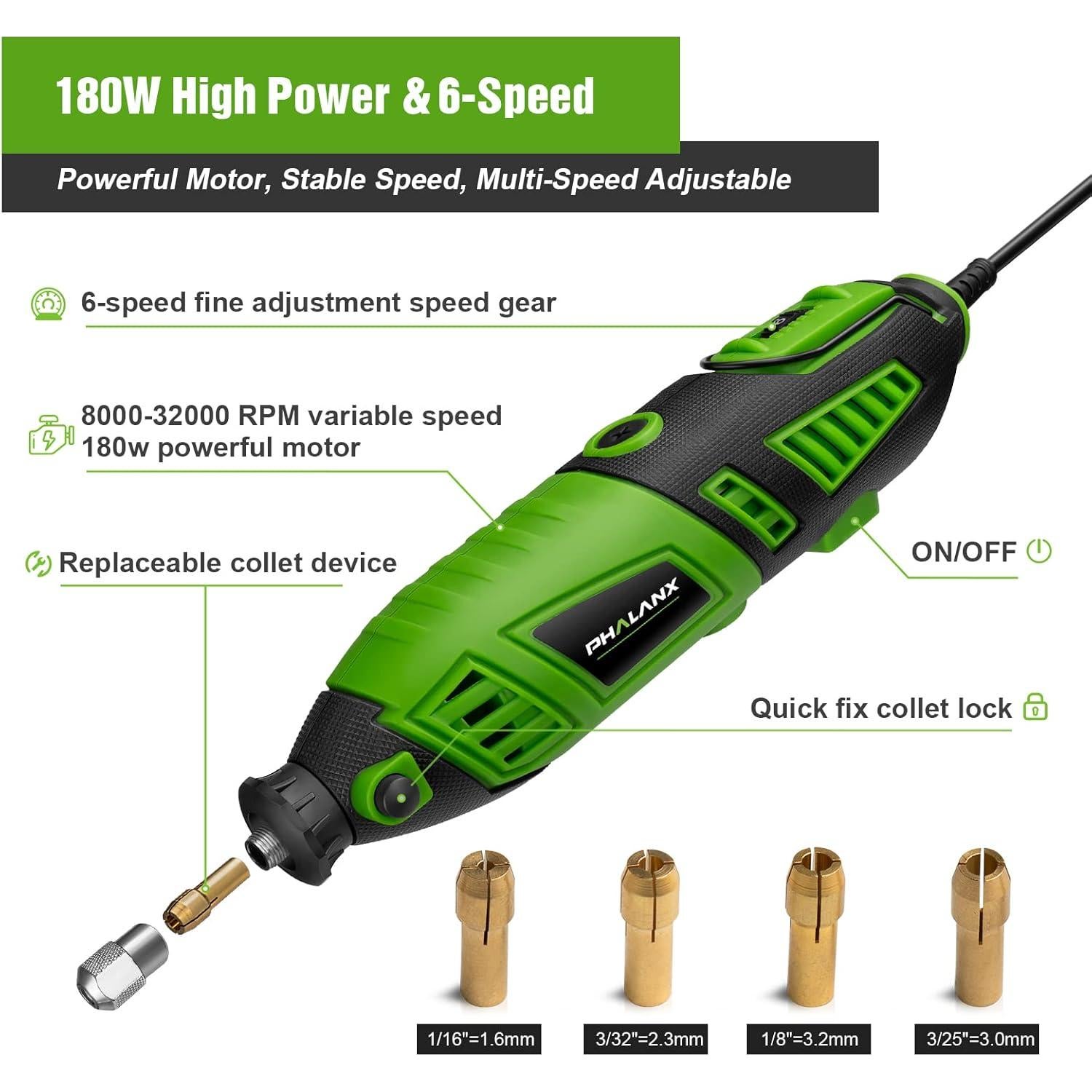 Kit de Herramienta Rotativa PHALANX 180W 139 Accesorios