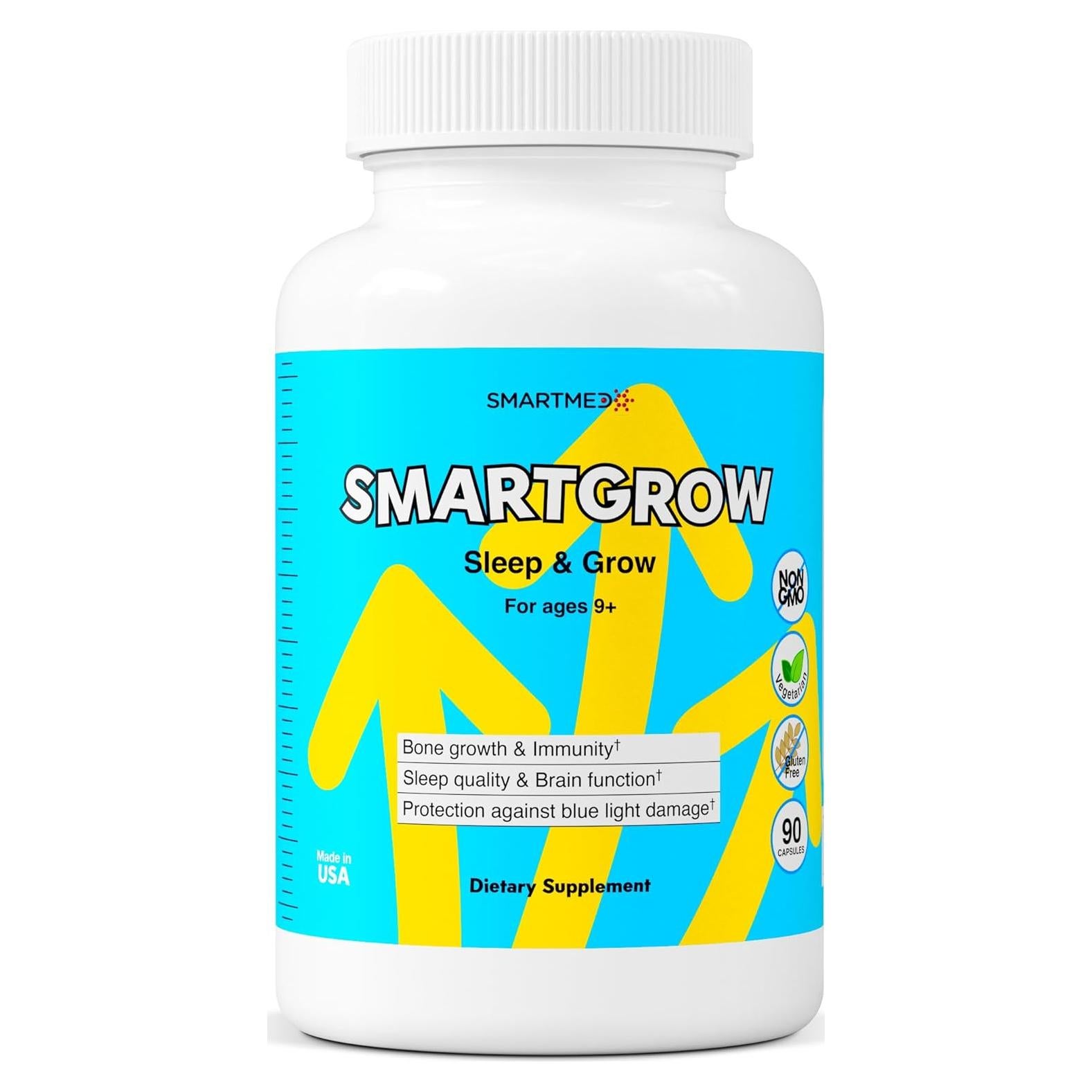 SMARTGROW Suplemento Crecimiento Premium 90 Cápsulas - Calcio, Vitamina D3, Aminoácidos