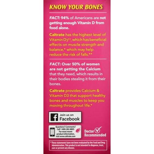 Caltrate 600 Plus D3 Suplemento de Calcio y Vitamina D - 60 Tabletas