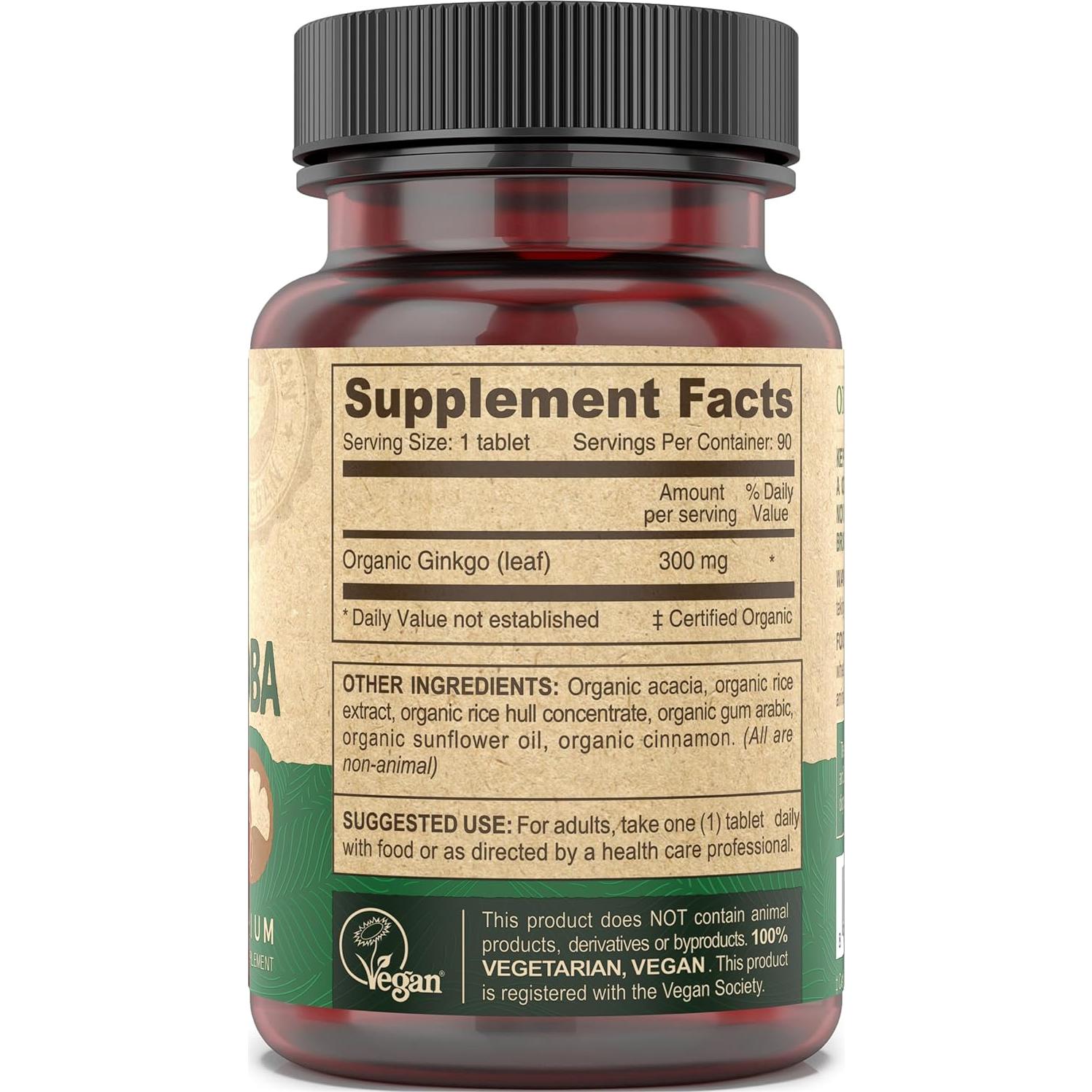Suplemento Dietético Vegano Ginkgo Biloba DEVA 300 mg 90 Tabletas