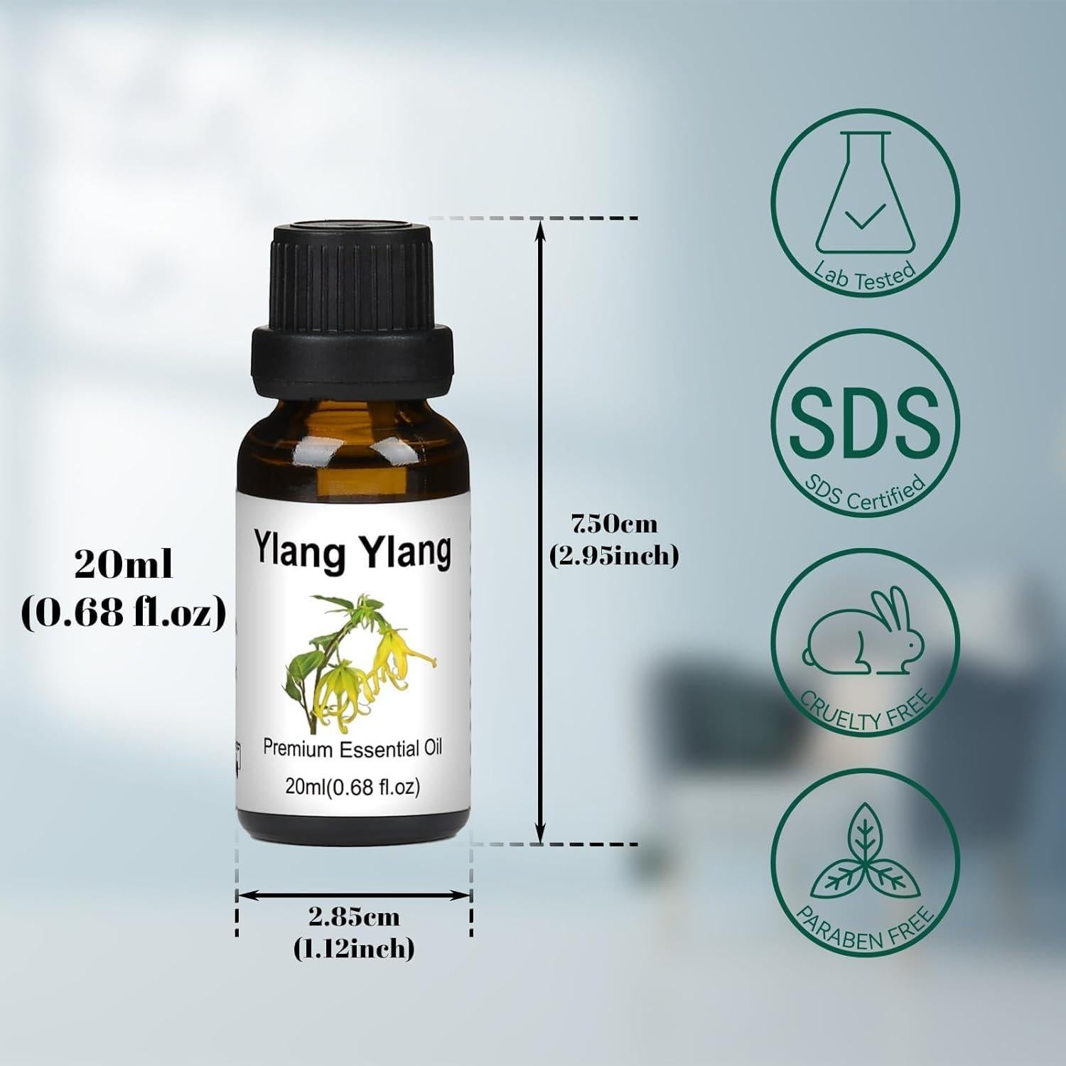 Set de Aceites Esenciales Puros BISIRBAT 20ml x4 - Ylang Ylang, Lavanda, Jazmín, Rosa