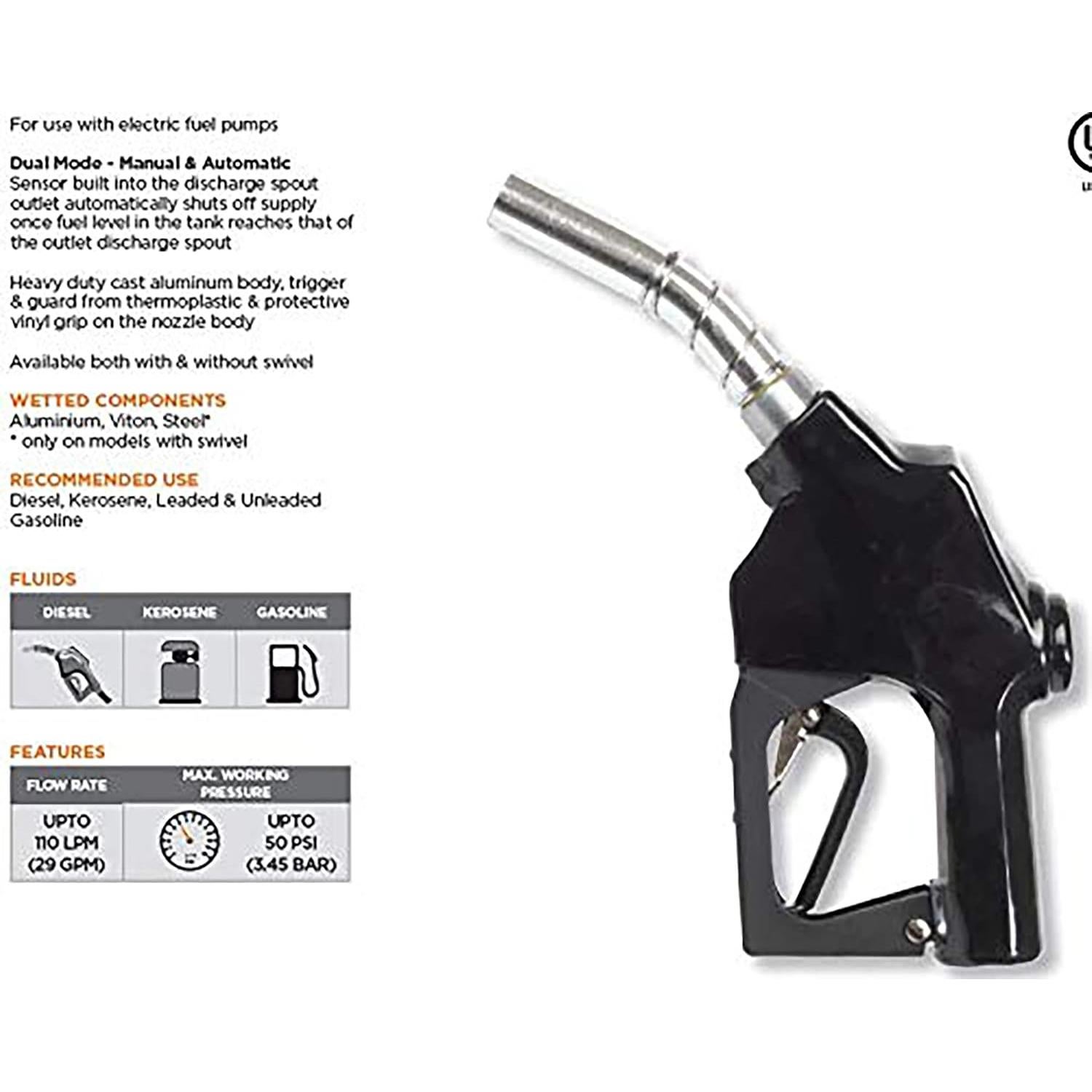 Boquilla Automática de Combustible Groz 1" NPT 100 LPM
