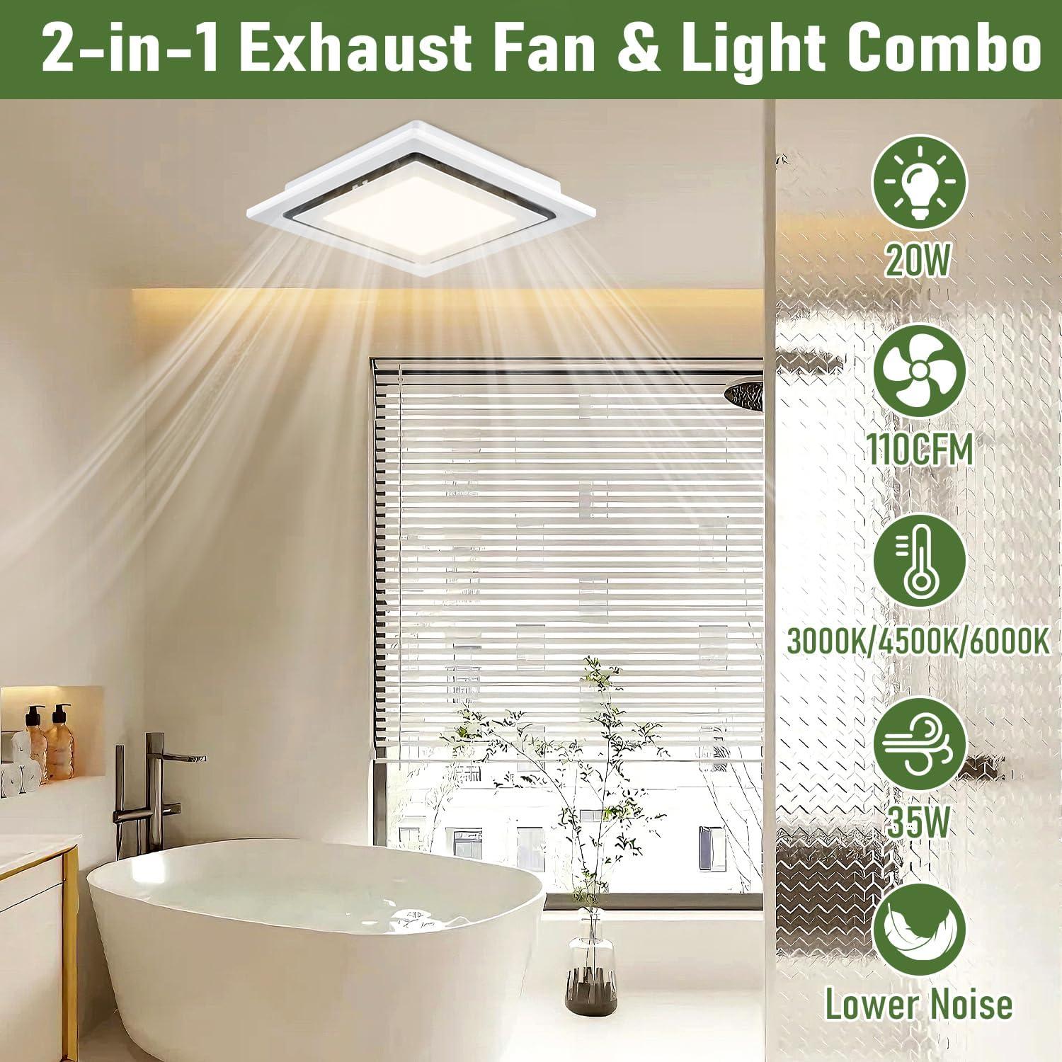 Ventilador Extractor de Baño Kirumie 30 cm con Luz LED 20W