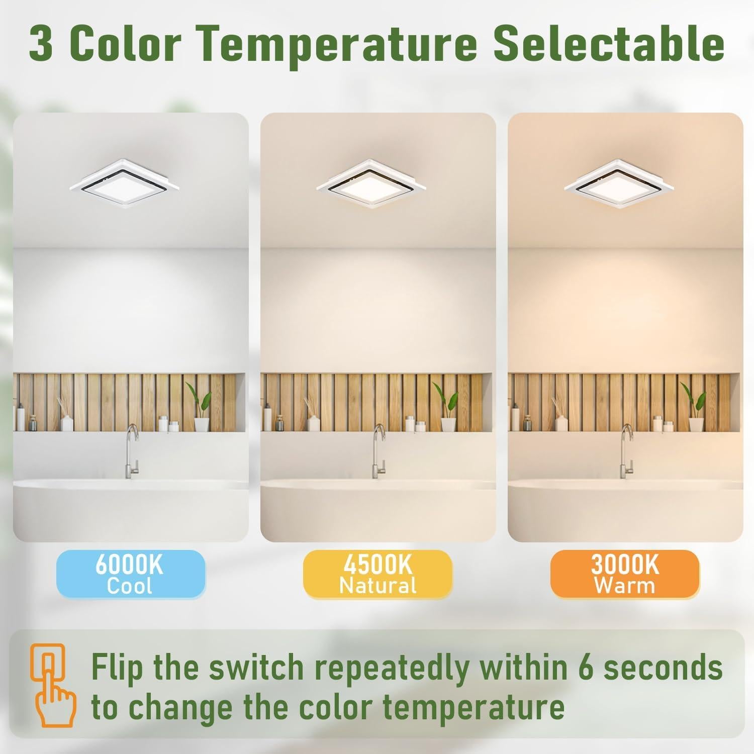 Ventilador Extractor de Baño Kirumie 30 cm con Luz LED 20W