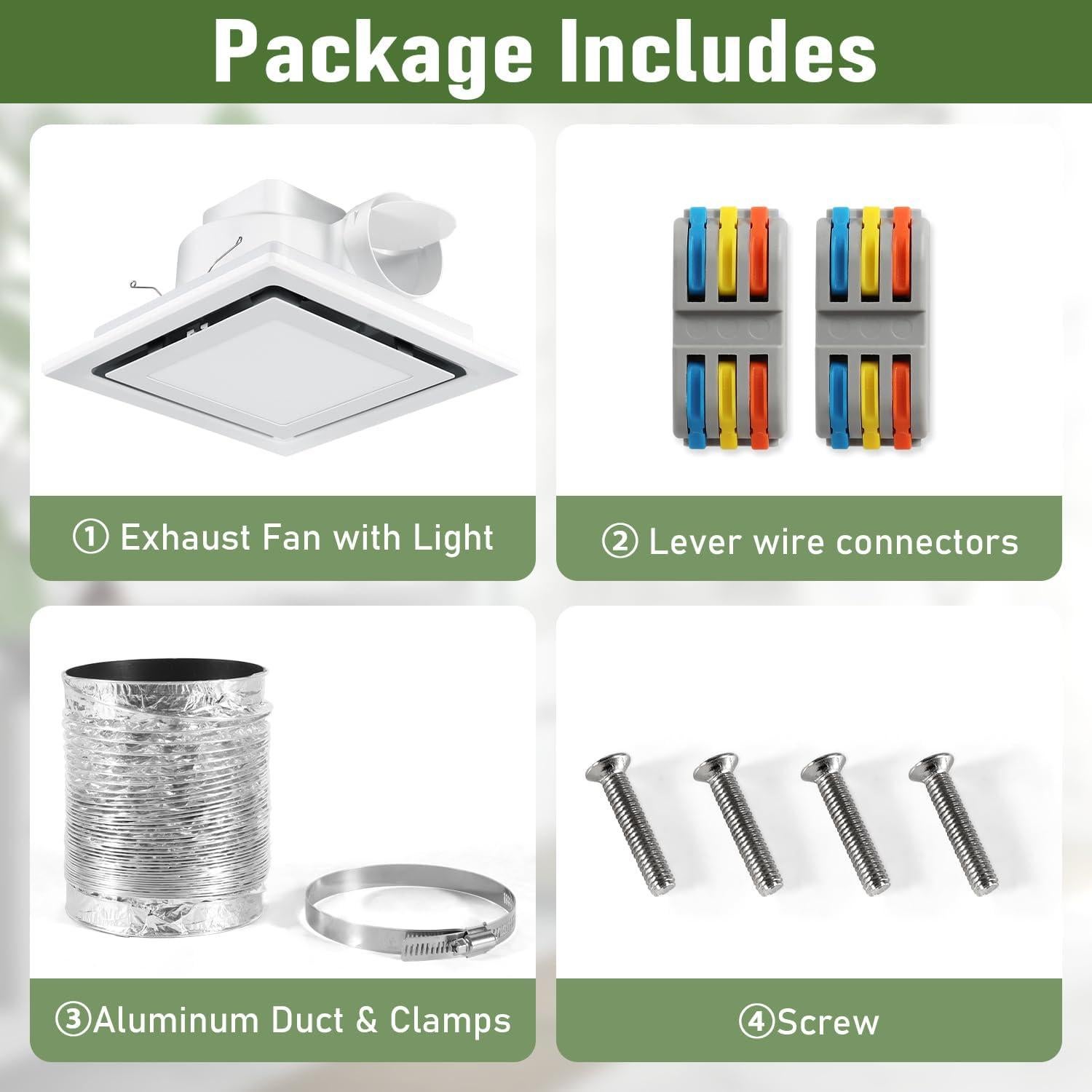 Ventilador Extractor de Baño Kirumie 30 cm con Luz LED 20W