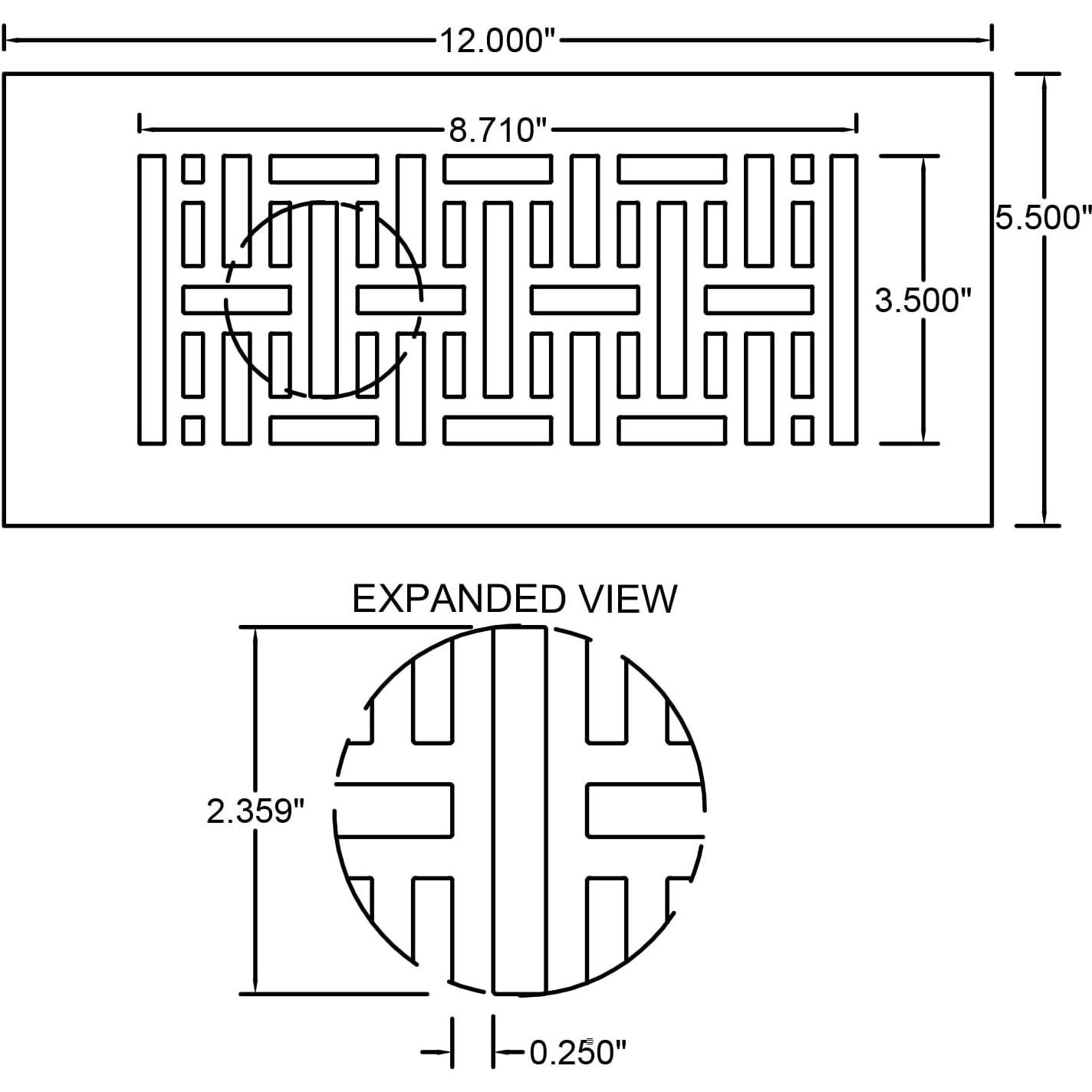Rejilla de Ventilación de Piso Acero Reggio 4x10 Negro Tejido