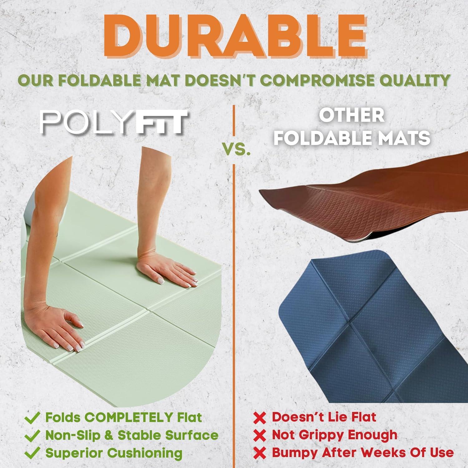 Colchoneta de Yoga Plegable Polyfit 7mm Negra - Ligera y Antideslizante