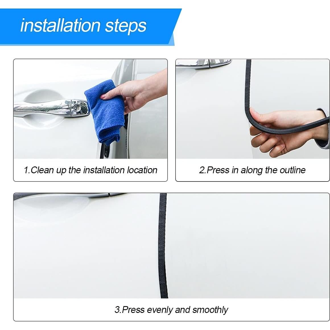 Protector de Bordes de Puertas de Coche BLAU GRUN 3.05m Negro