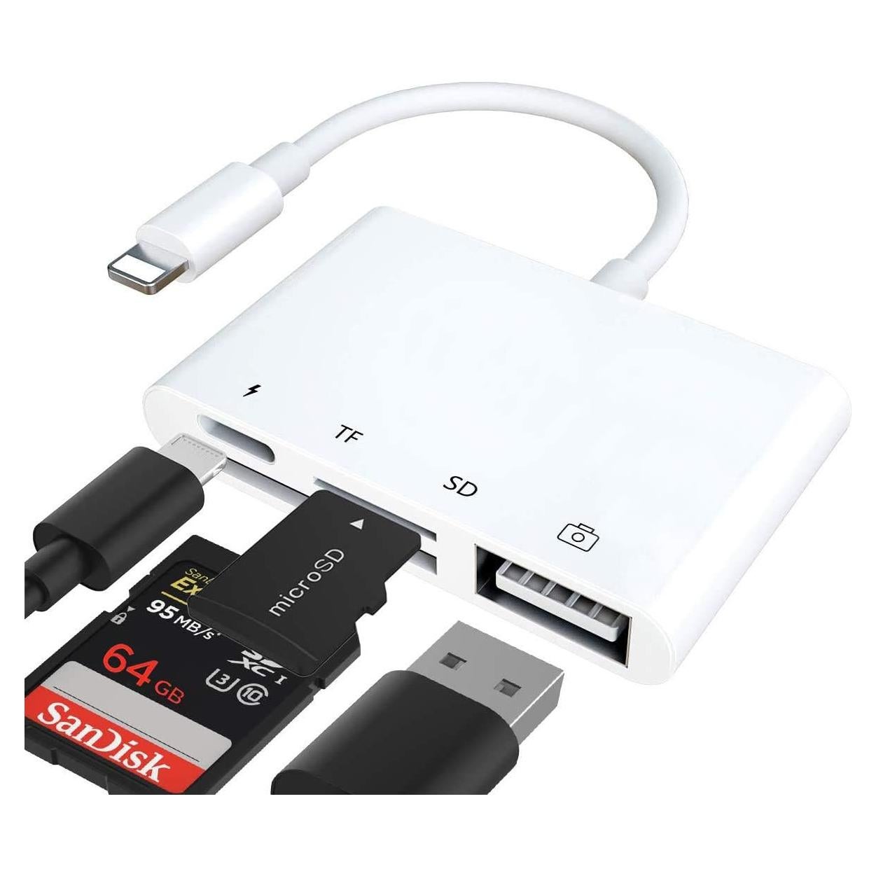 Adaptador SD Lightning Rosyclo 4 en 1 para iPhone/iPad