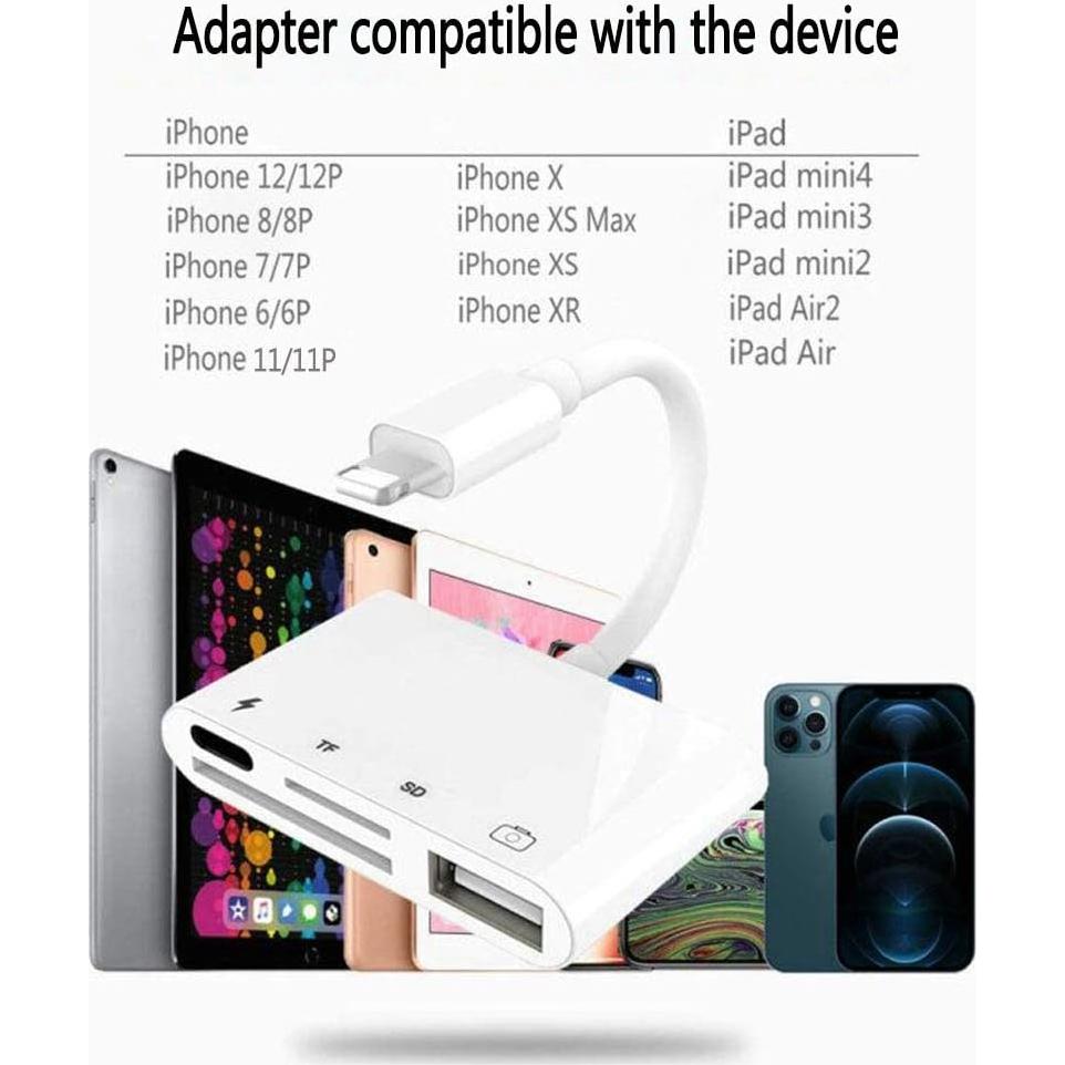 Adaptador SD Lightning Rosyclo 4 en 1 para iPhone/iPad