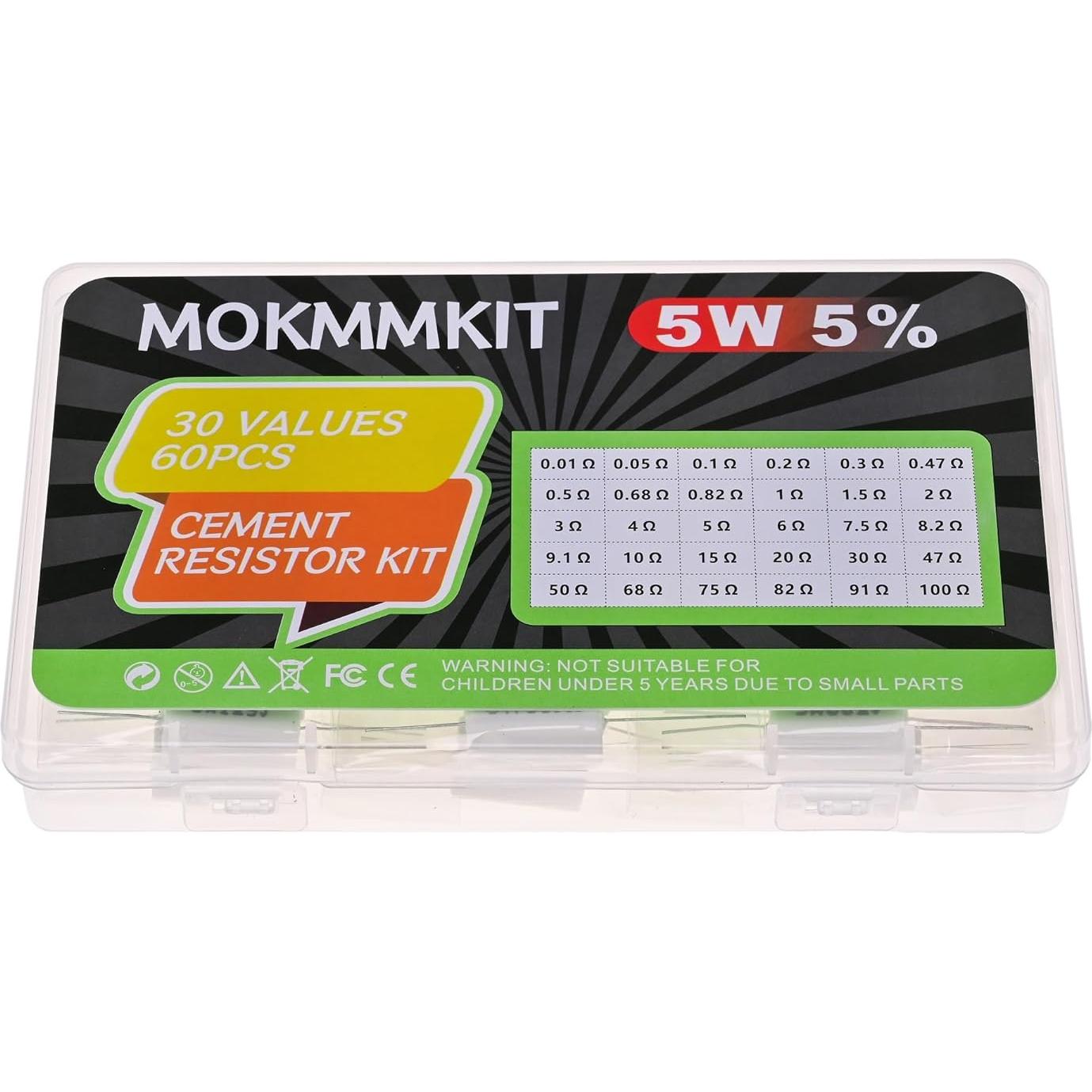 Kit de Resistores de Cemento Cerámico MOKMMKIT 5W 60 Piezas