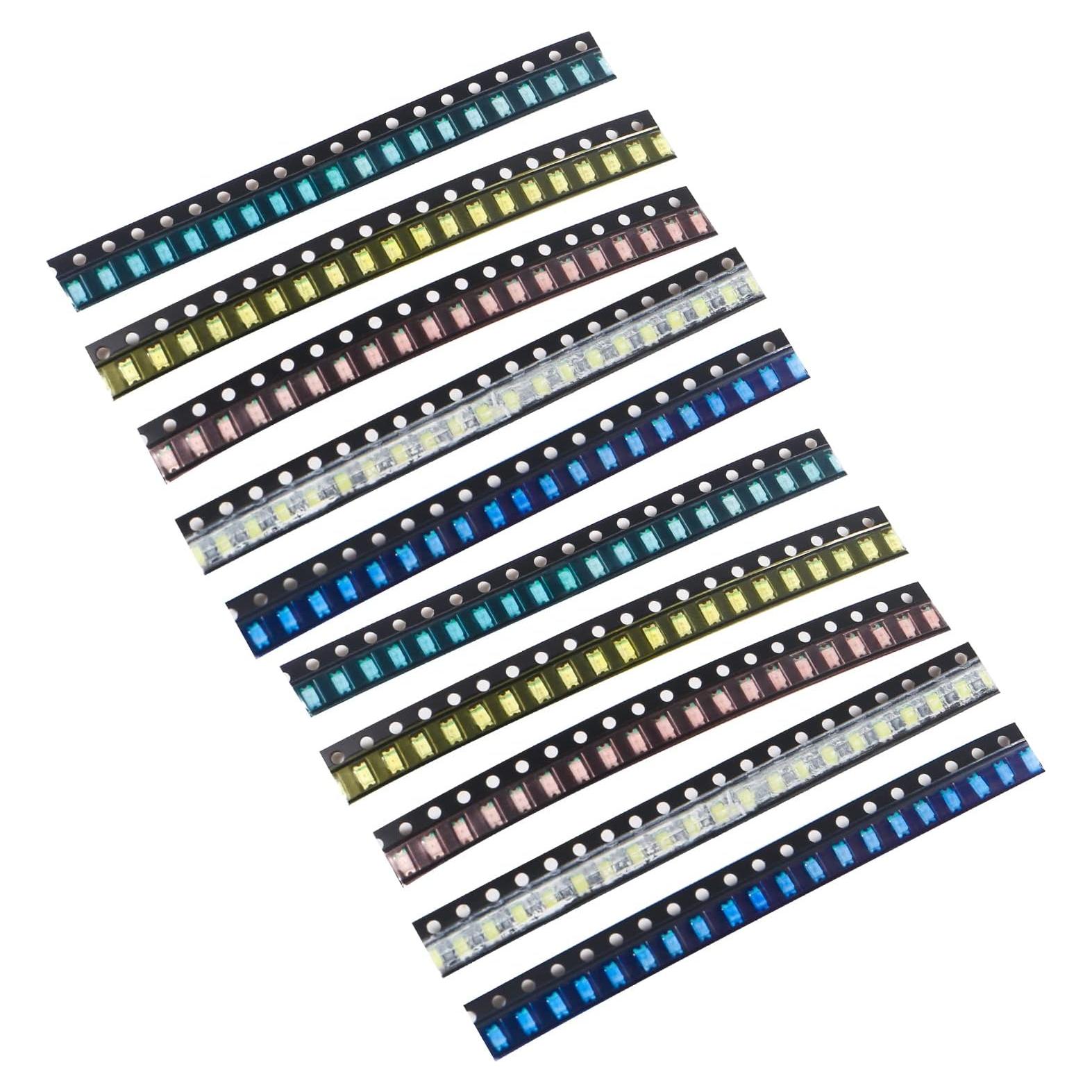 Kit de 200 Luces LED Diodo SMD 1206 Coliao 5 Colores