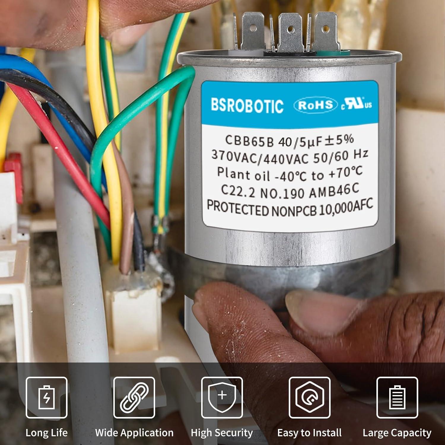 Capacitor AC CBB65B 40+5 uF 370/440V Doble Función