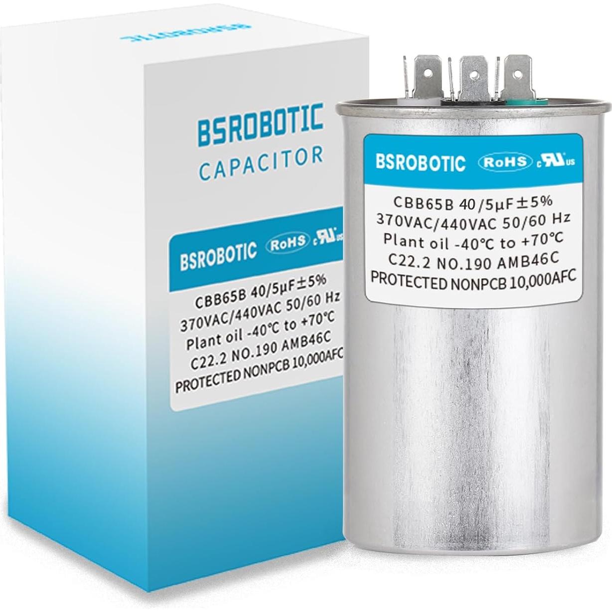 Capacitor AC CBB65B 40+5 uF 370/440V Doble Función