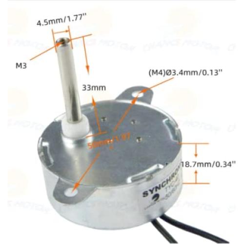 Motor Síncrono CHANCS TYC-40 DC 12V 5RPM Eje 33mm