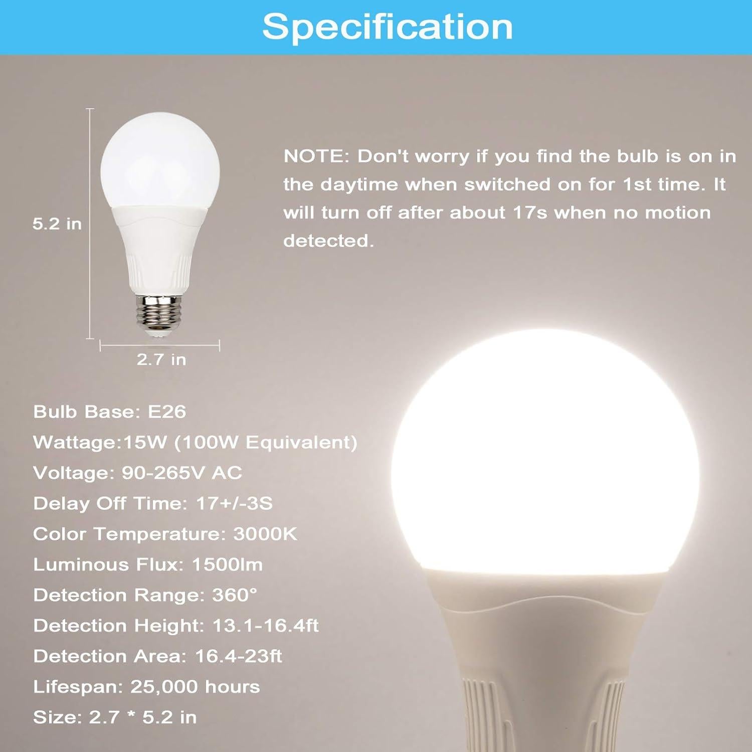 Bombillas LED con Sensor de Movimiento Greenic 15W 1500LM 3000K