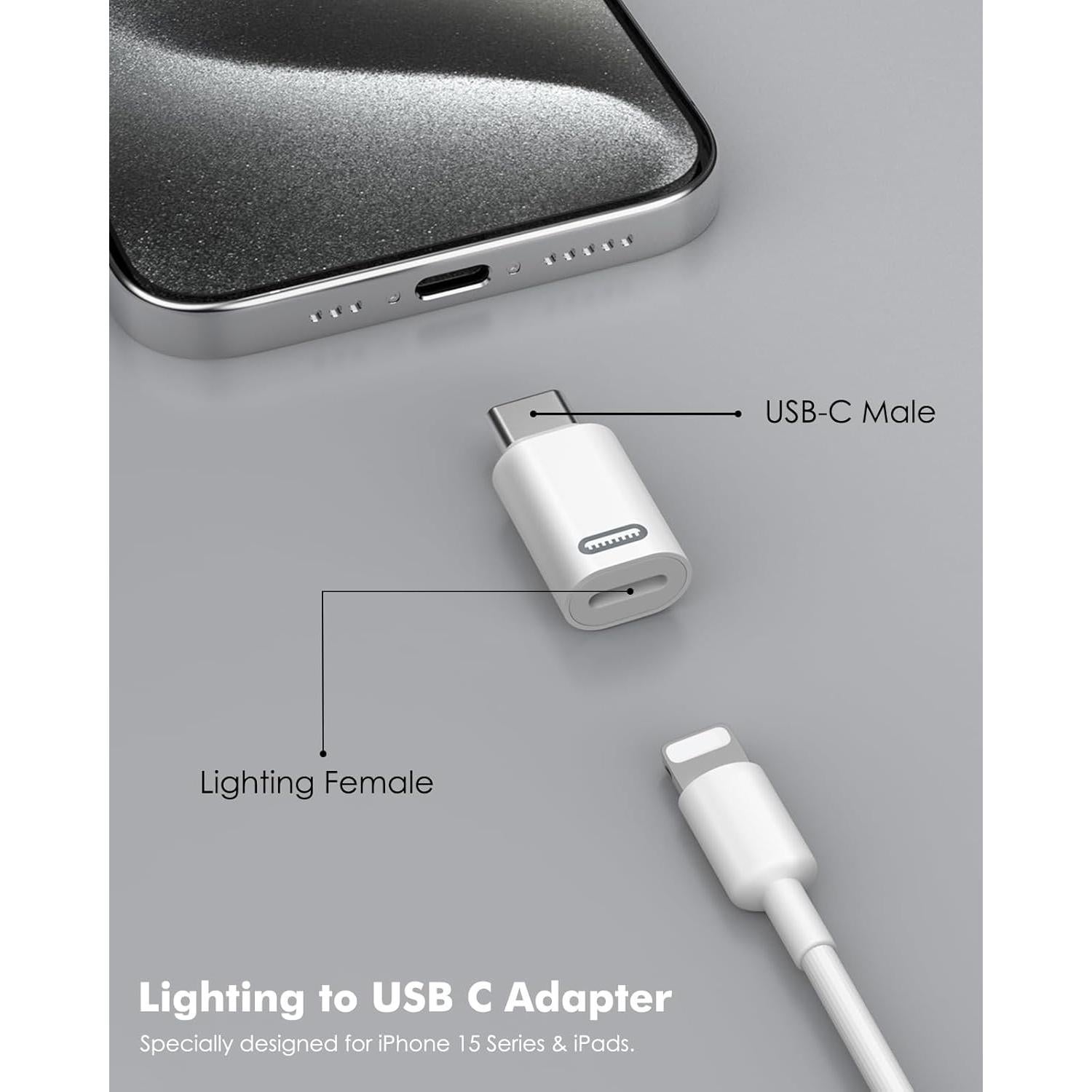 Adaptador MoKo Lightning a USB-C 2Pack Carga Rápida