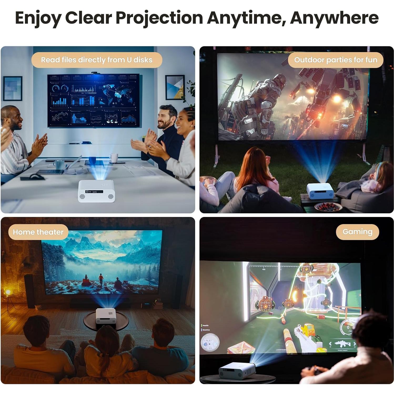 Mini Proyector HUNKSTAR 4K Wifi 6 Bluetooth 5.2 1000 ANSI