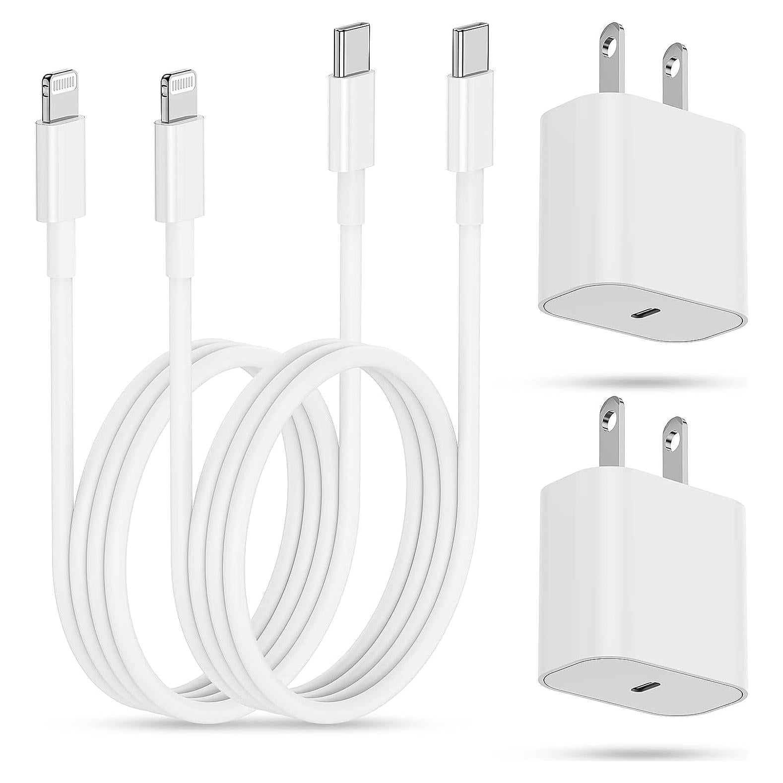 Cargador Rápido USB C 20W + Cable Lightning 1.8m - Blanco