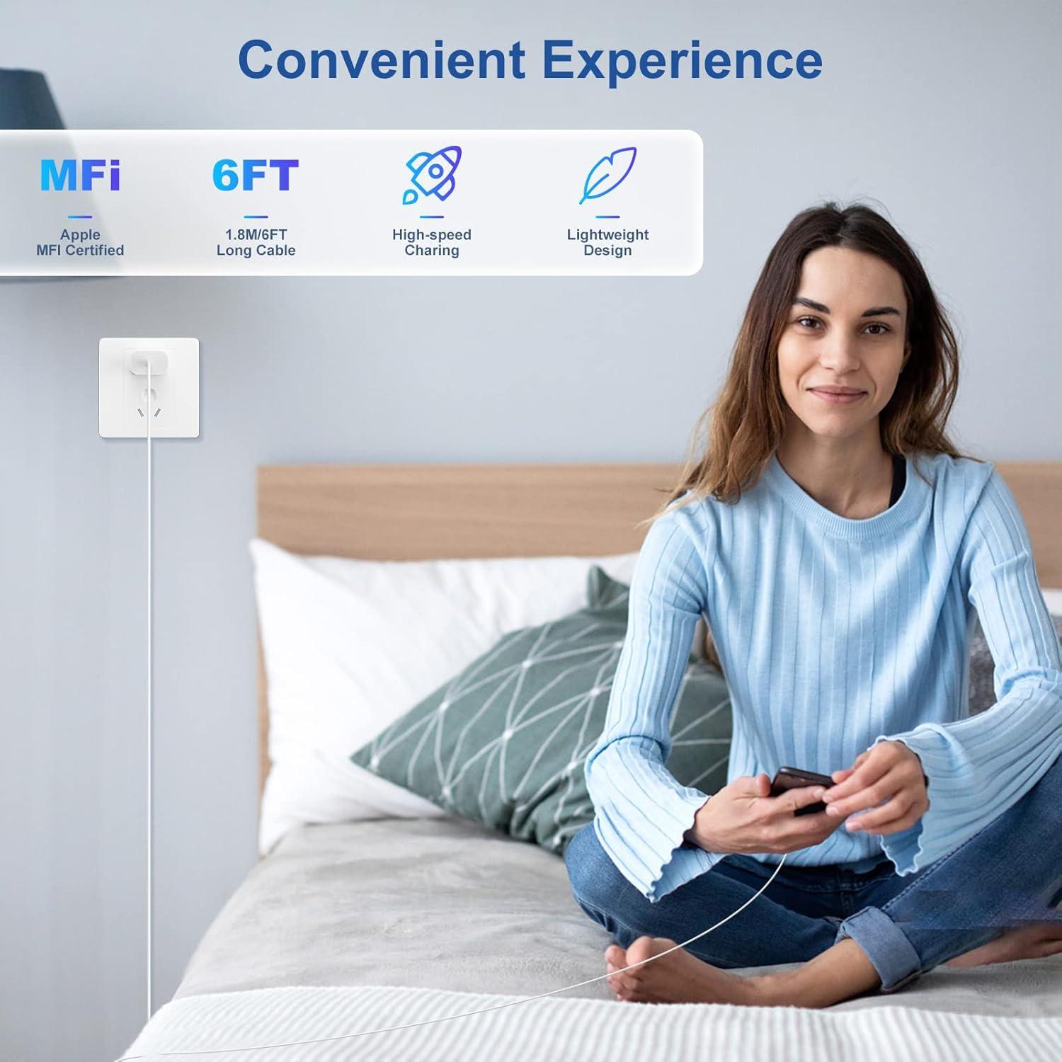 Cargador Rápido USB C 20W + Cable Lightning 1.8m - Blanco