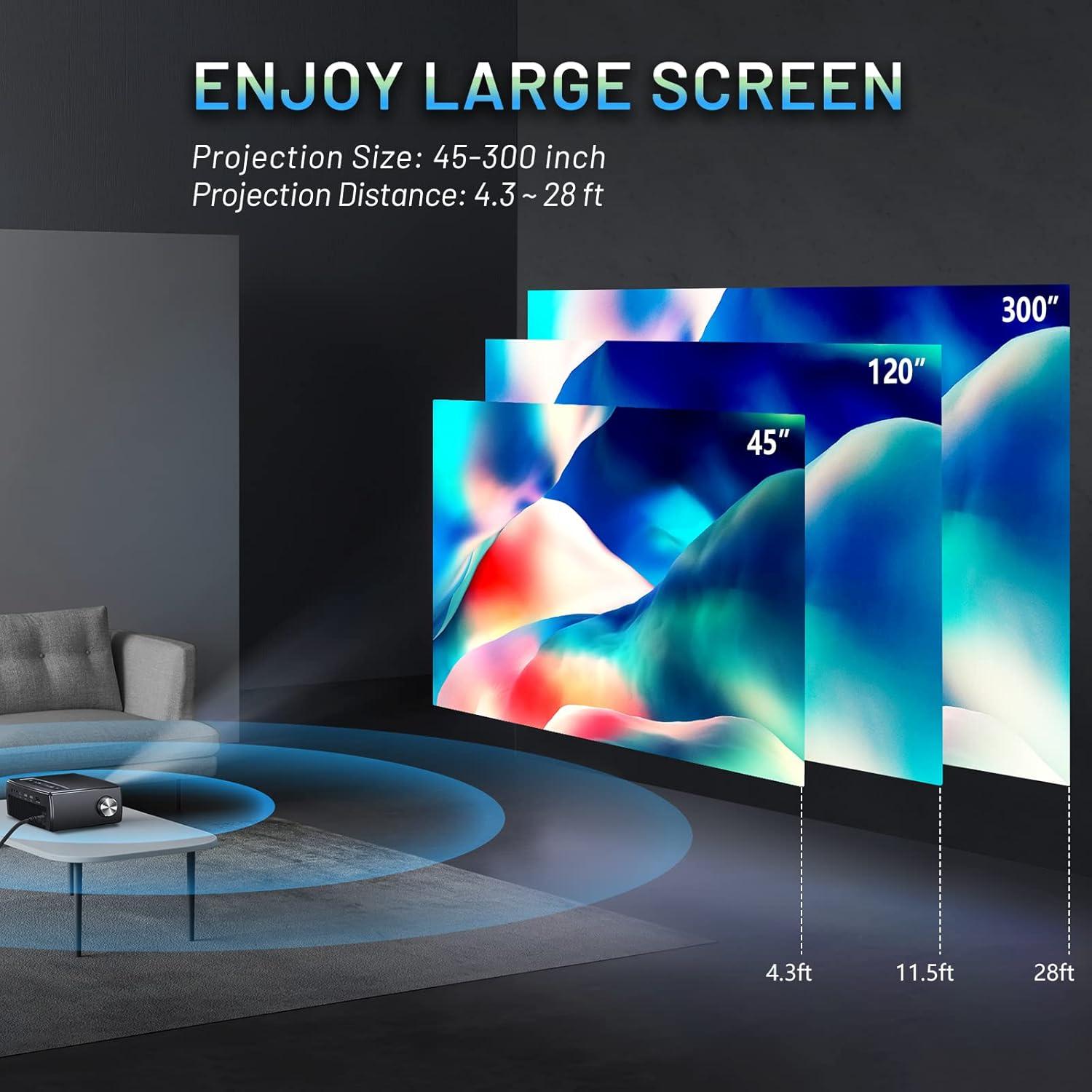 Proyector CLOKOWE 10000L Full HD 1080P WiFi Bluetooth