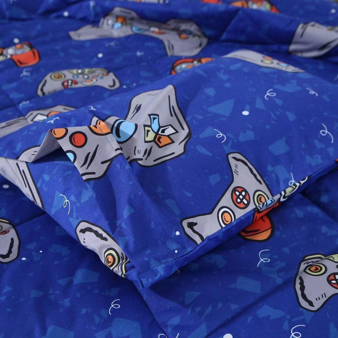 Conjunto de Edredón Twin SDIII Gamer Azul Microfibra 3 Piezas