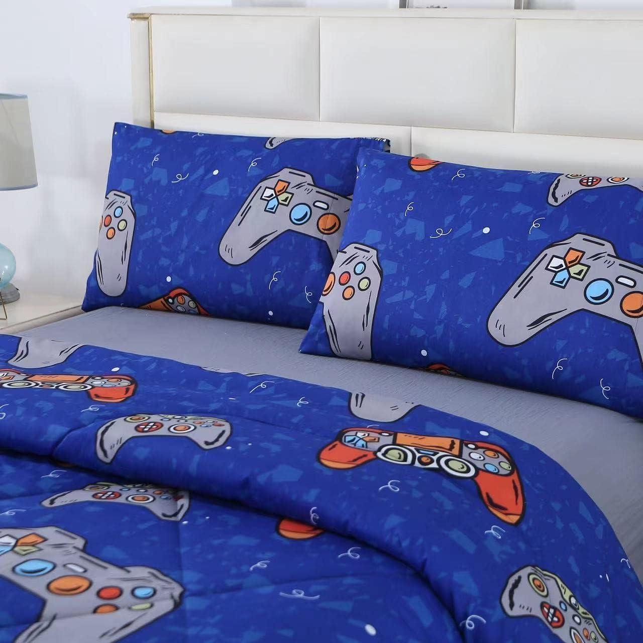 Conjunto de Edredón Twin SDIII Gamer Azul Microfibra 3 Piezas