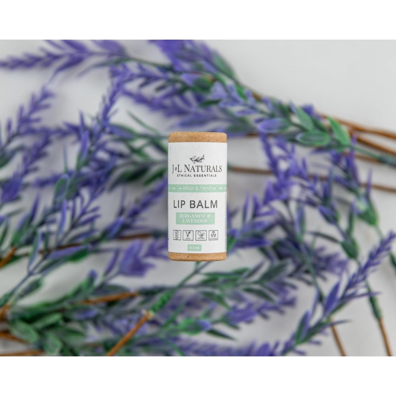 Bálsamo Labial Natural J&L Naturals - Bergamota y Lavanda, Dúo 2 Piezas