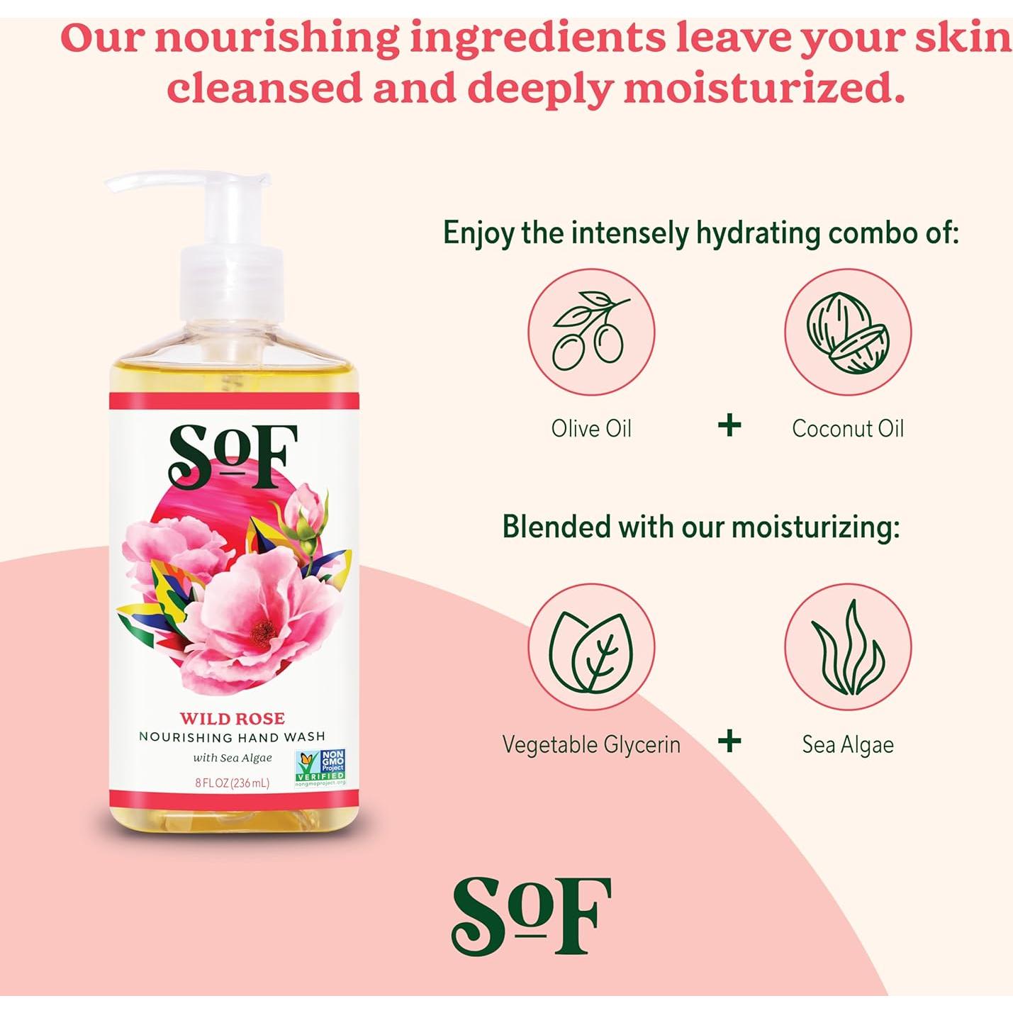 Jabón de Manos Nutritivo SoF - Rosa Silvestre - 3 x 240 ml