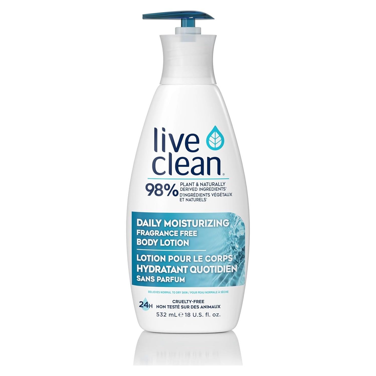 Loción Corporal Hidratante Diaria Live Clean 532 ml Sin Fragancia