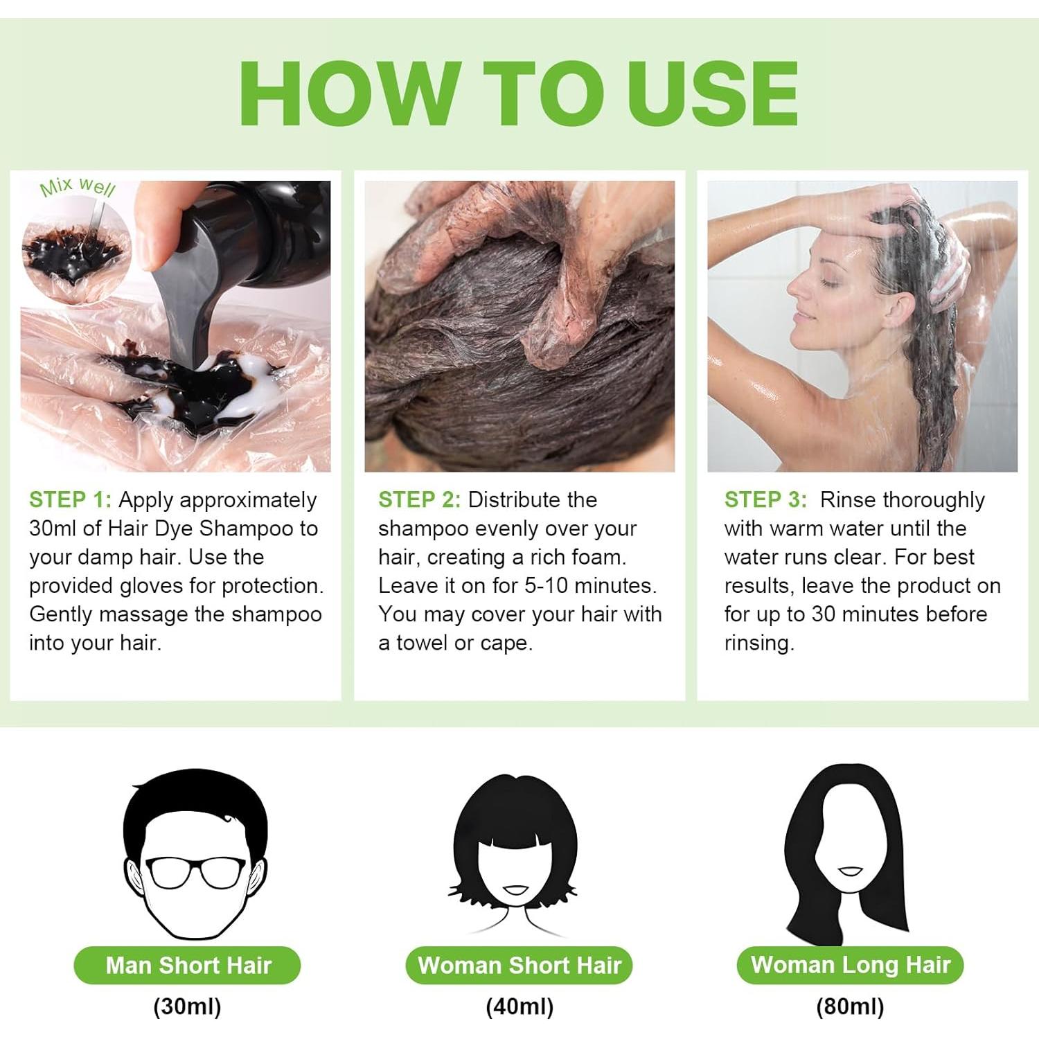 Champú Tinte 3 en 1 FSLHCY Negro 500ml para Cabello Canoso