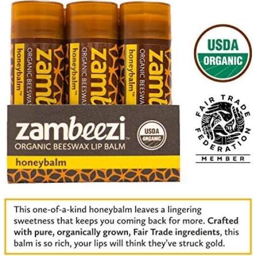 Bálsamo Labial Orgánico Zambeezi Honeybalm - Paquete de 3