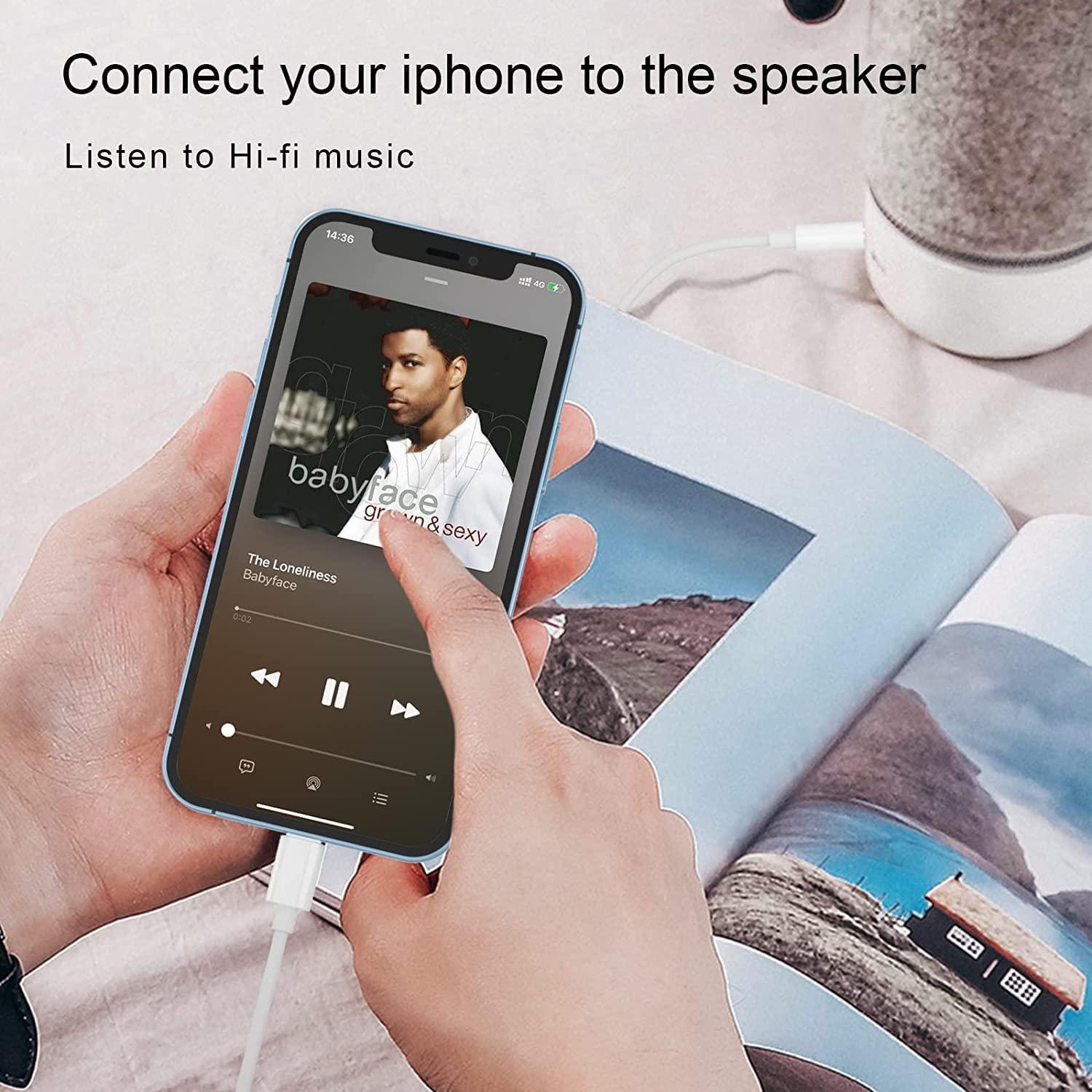 Cable Aux para iPhone Seulliya Lightning a 3.5mm Blanco