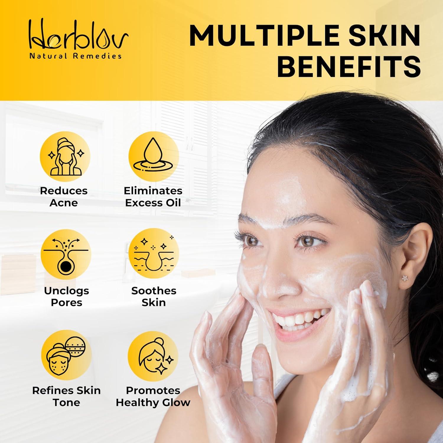 Jabón de Azufre Natural 10% Herblov para Acné y Piel Grasa