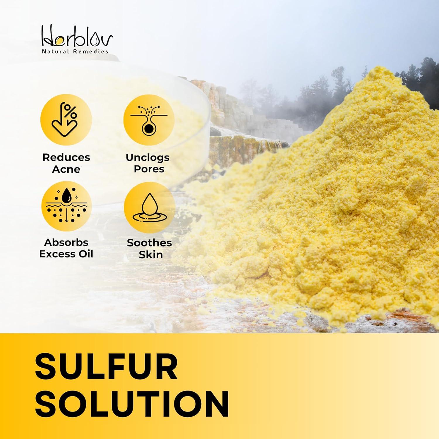 Jabón de Azufre Natural 10% Herblov para Acné y Piel Grasa
