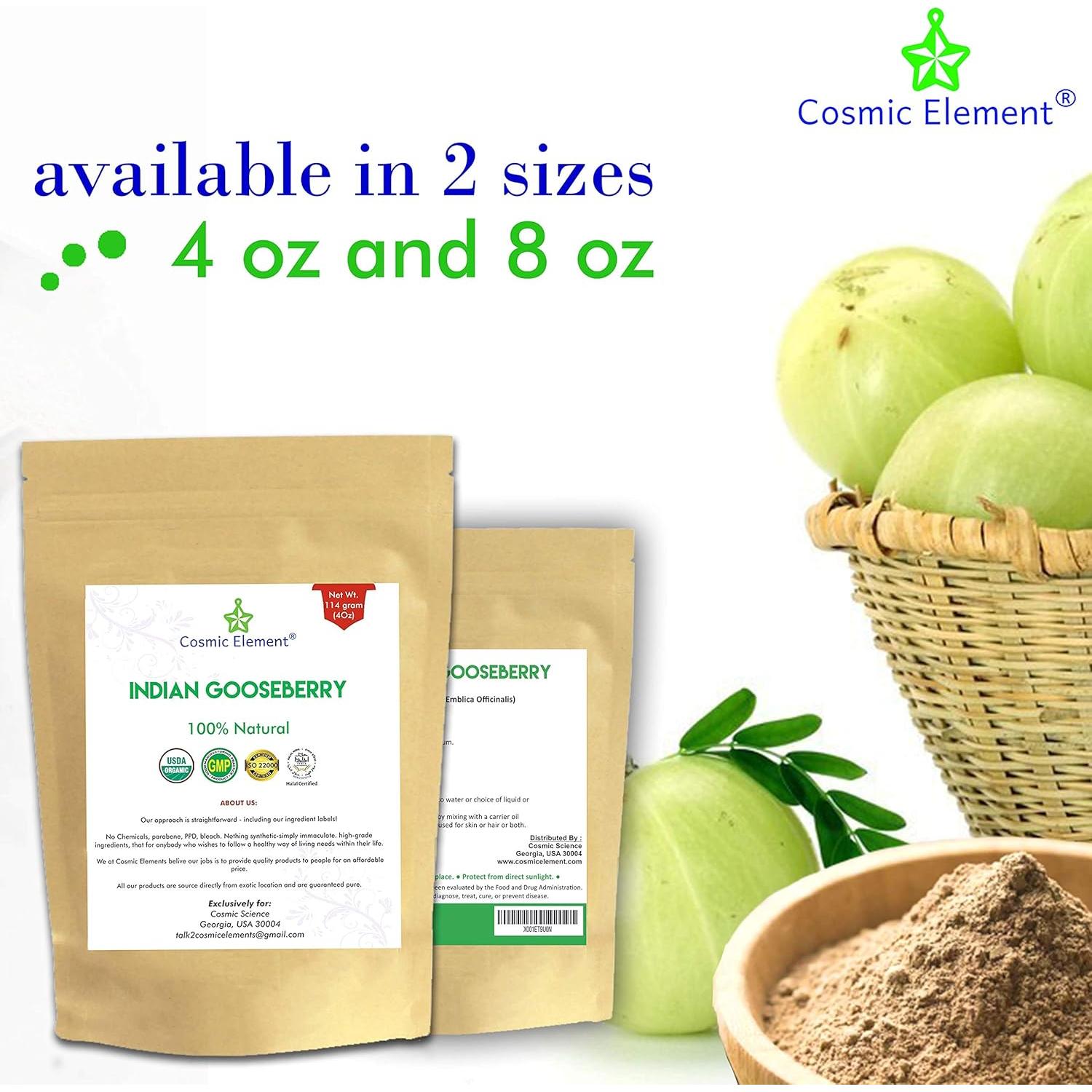 Polvo de Amla Orgánico 113.4 g - Cosmic Element, Vitamina C